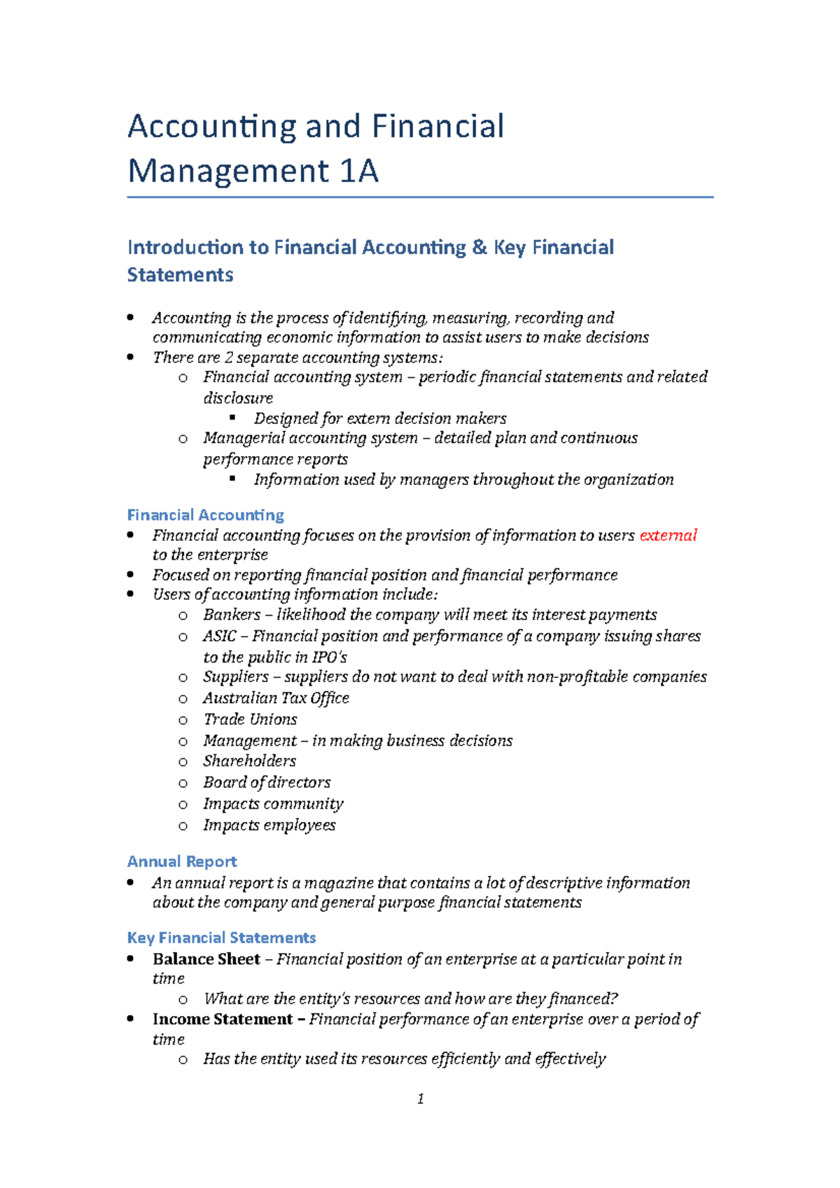 Summary - notes for final exam covering all course material ...