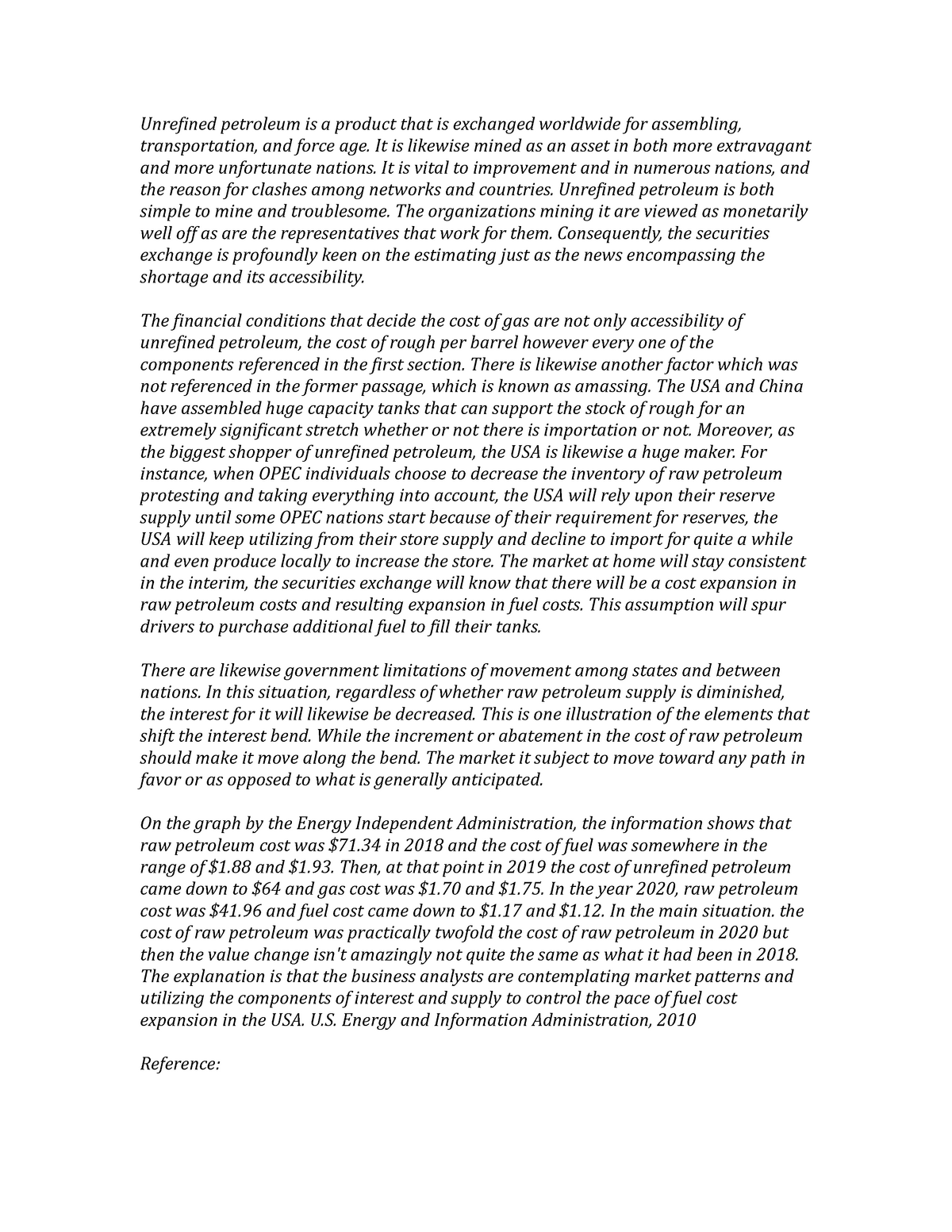 Econs Unit 2 Lecture Note 11 - Unrefined petroleum is a product that is ...