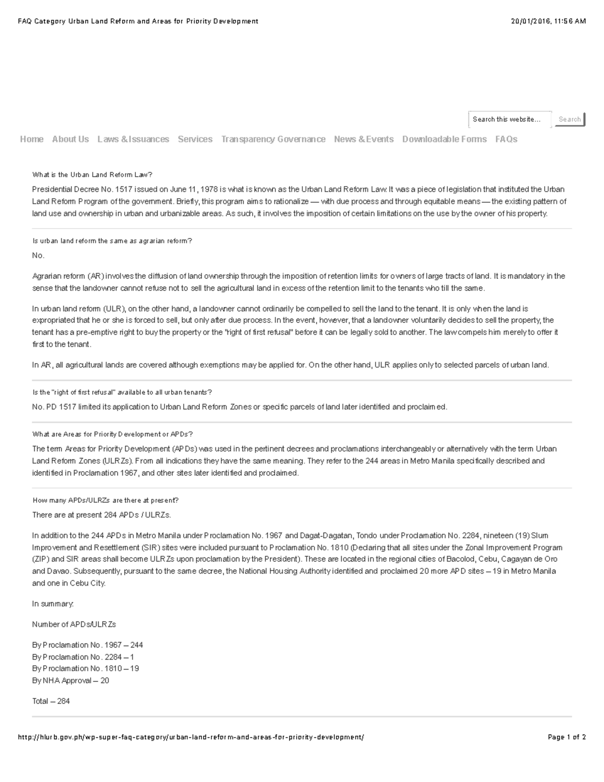 15 Urban Land Reform riority Development 20/01/2016, 1156 AMFAQ