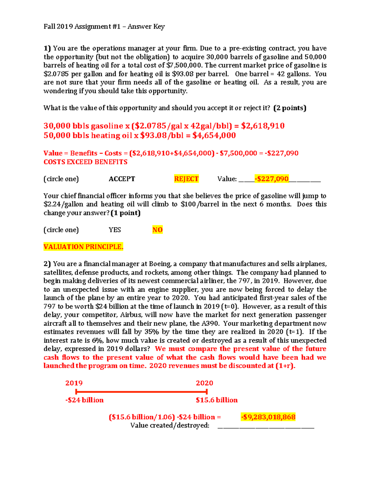 Fin 301 ass 1 ans - only use to check your work ; ) - You are the