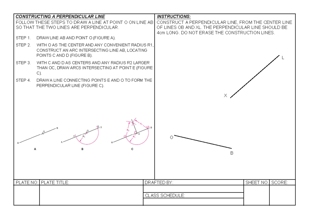 5 - Constructing A Perpendicular LINE - PLATE NO: DRAFTED BY: CLASS ...