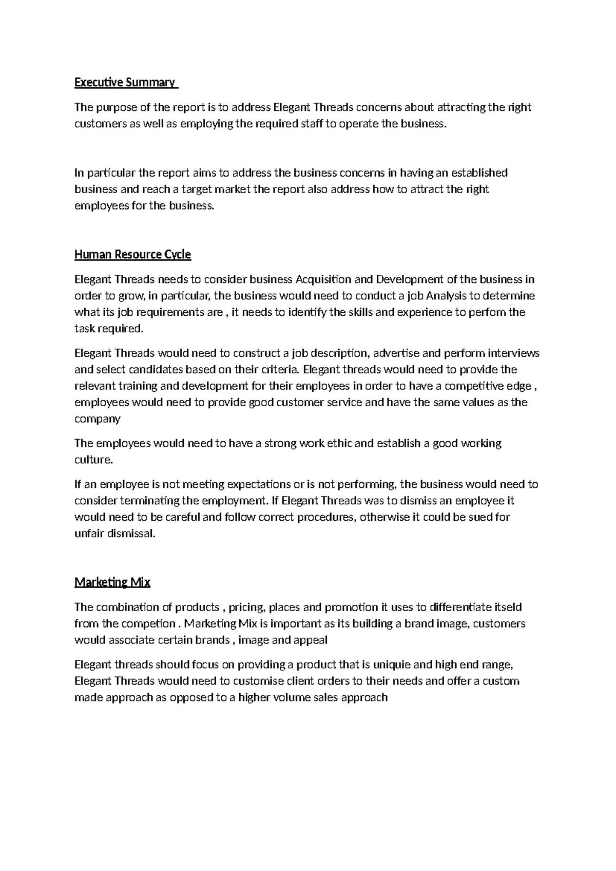 Executive Summary Threads Business Report Executive Summary The