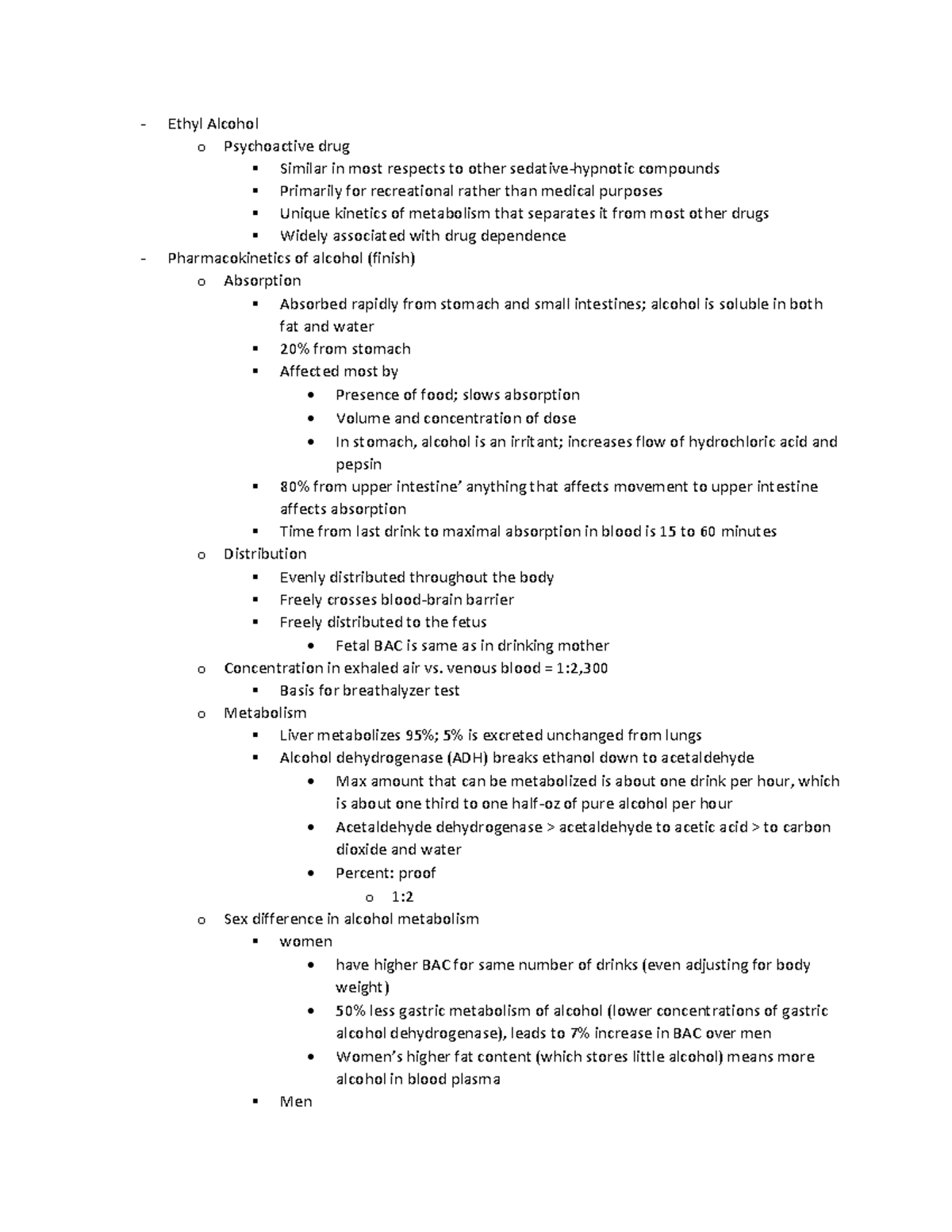 Chapter 6 Alcohol Drugs and Behavior with Dr. Rodefer Ethyl