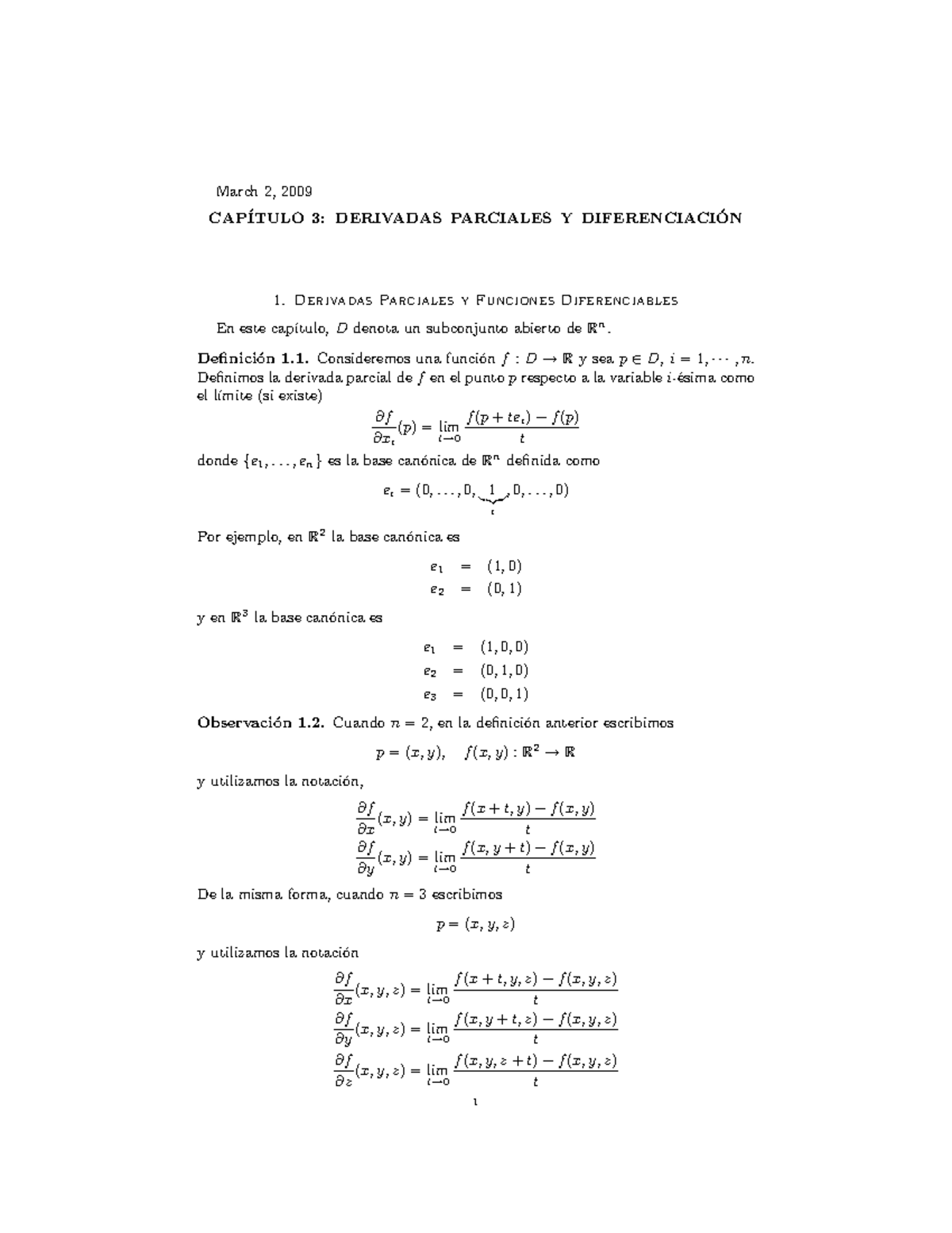 Mates tema 3 - tema 3 - March 2, 2009 CAP ́ITULO 3: DERIVADAS PARCIALES ...