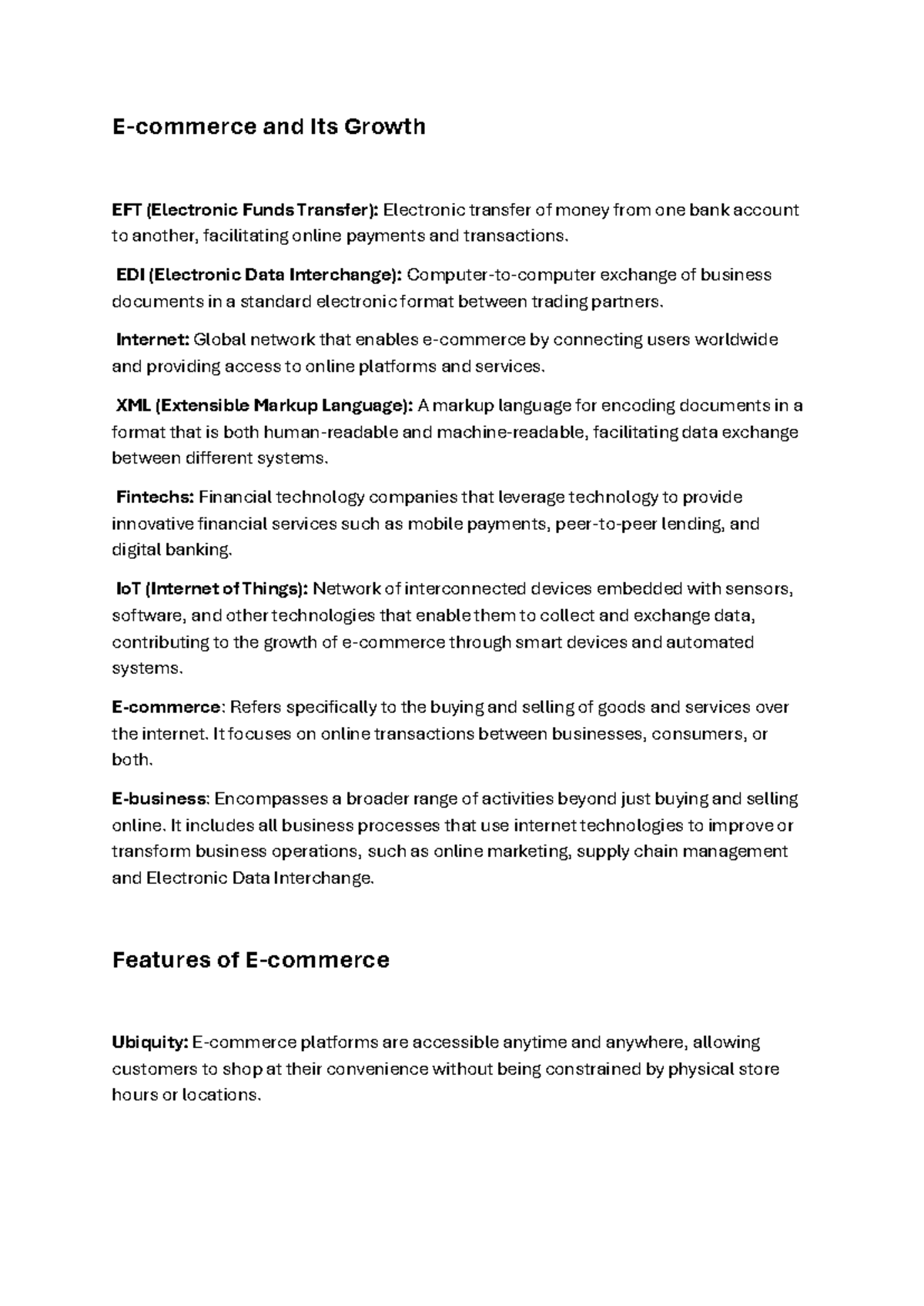 E-Commerce - Notes to qmt - E-commerce and Its Growth EFT (Electronic ...
