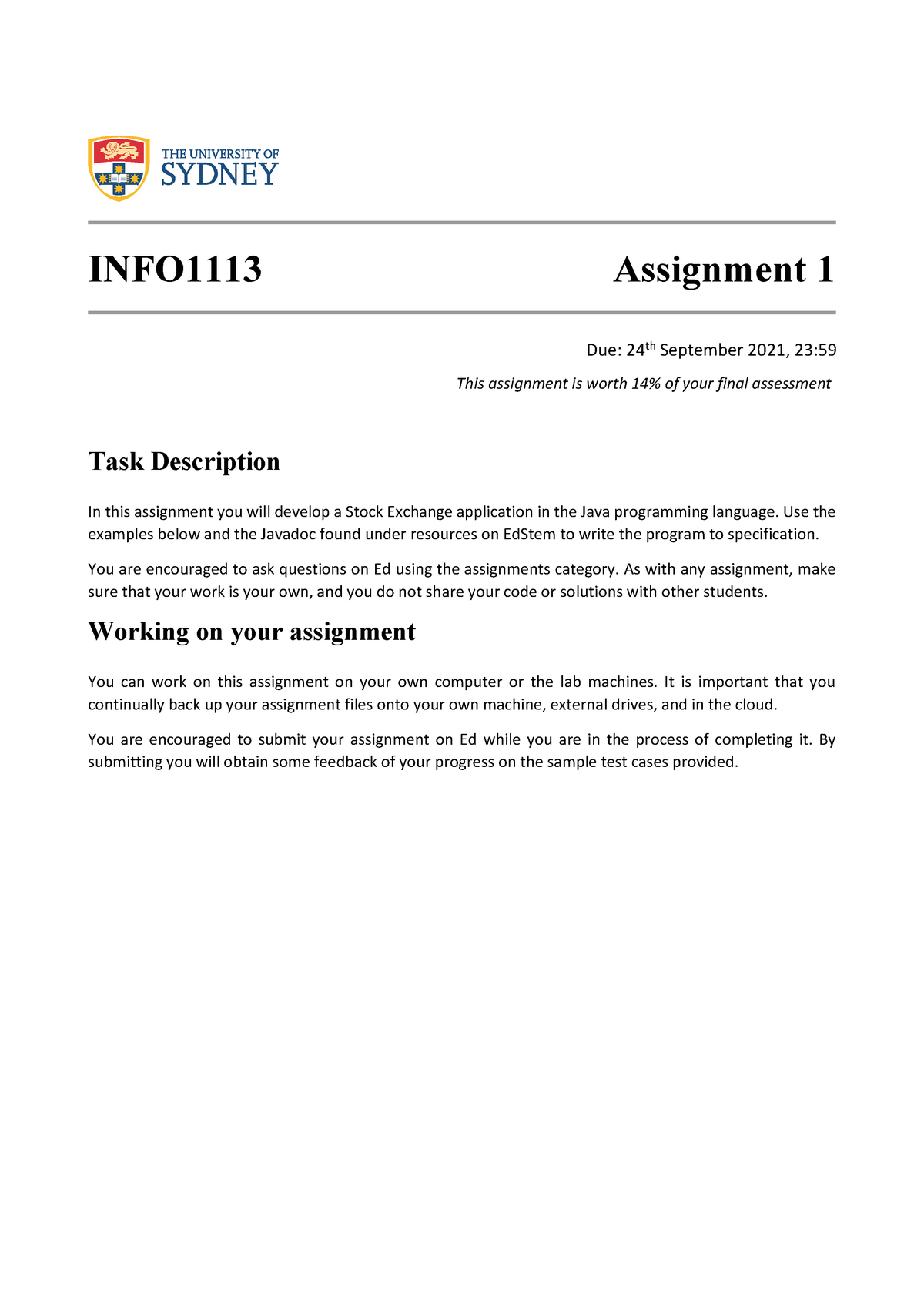 usyd assignment cover sheet