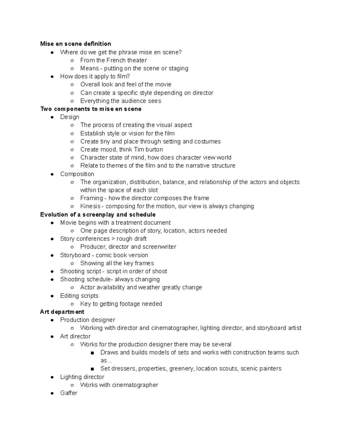 Film 20 Tim case Film Appreciation Mise en scene definition Where