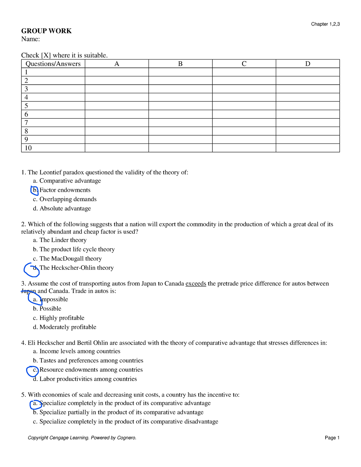 Exer 1 - chap 123 - 123 - Chapter 1,2, Copyright Cengage Learning ...