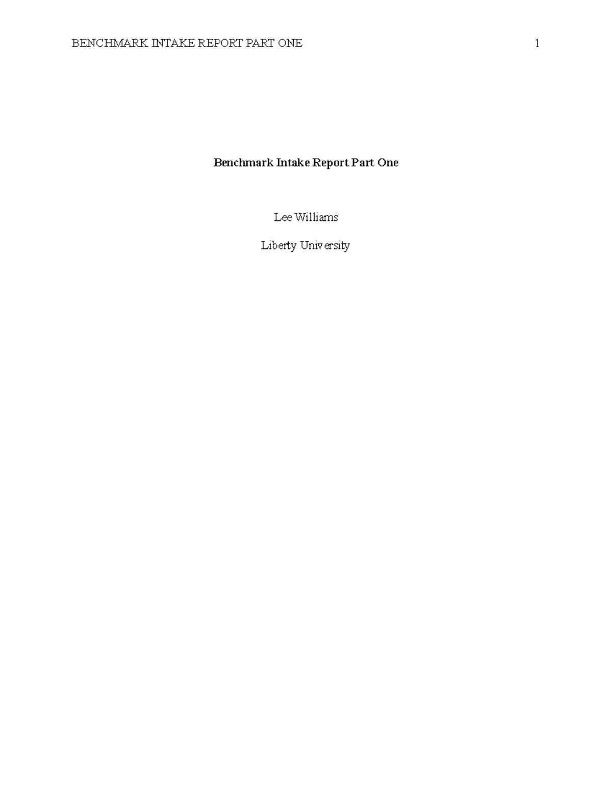 Intake Report Part One - Reason for Referral Mr. Smith has been ...