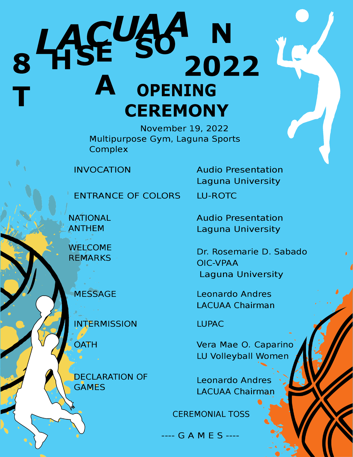 Opening program discount ceremony basketball league