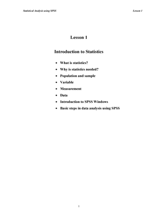 Lesson 1 Introduction To Statistics Spss Health Science Hs240 Studocu