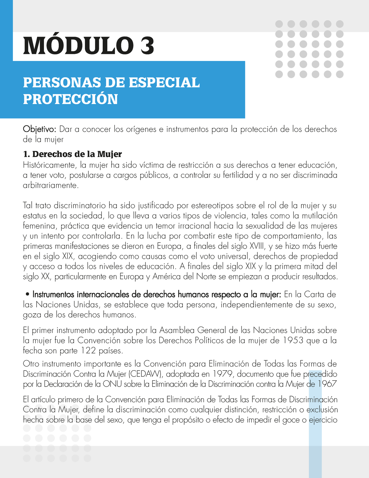 Derechos Humanos Modulo 3 - PERSONAS DE ESPECIAL PROTECCI”N M”DULO 3 ...