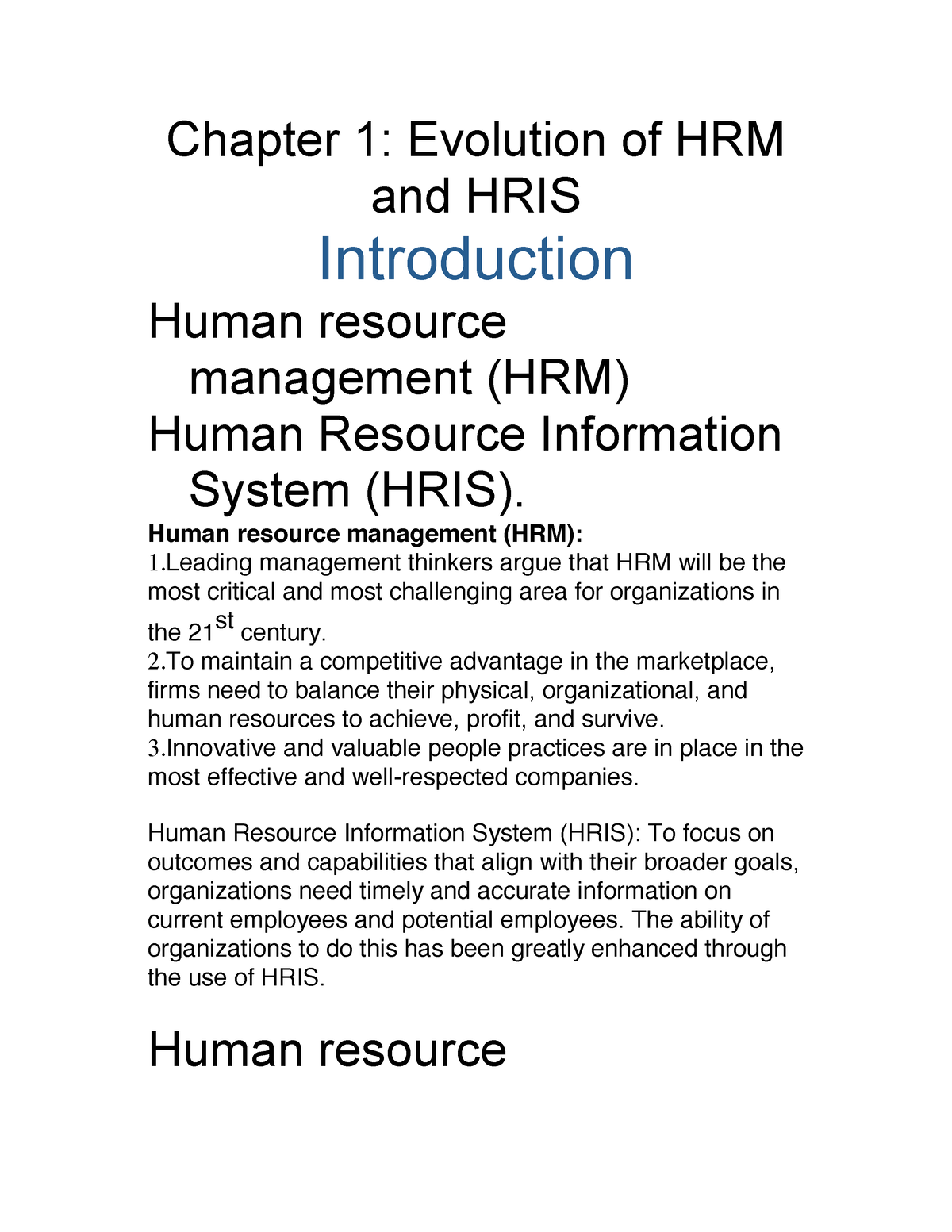 Hris 01 Ch 1 Chapter 1 Evolution Of Hrm And Hris Introduction Human Resource Management 5721