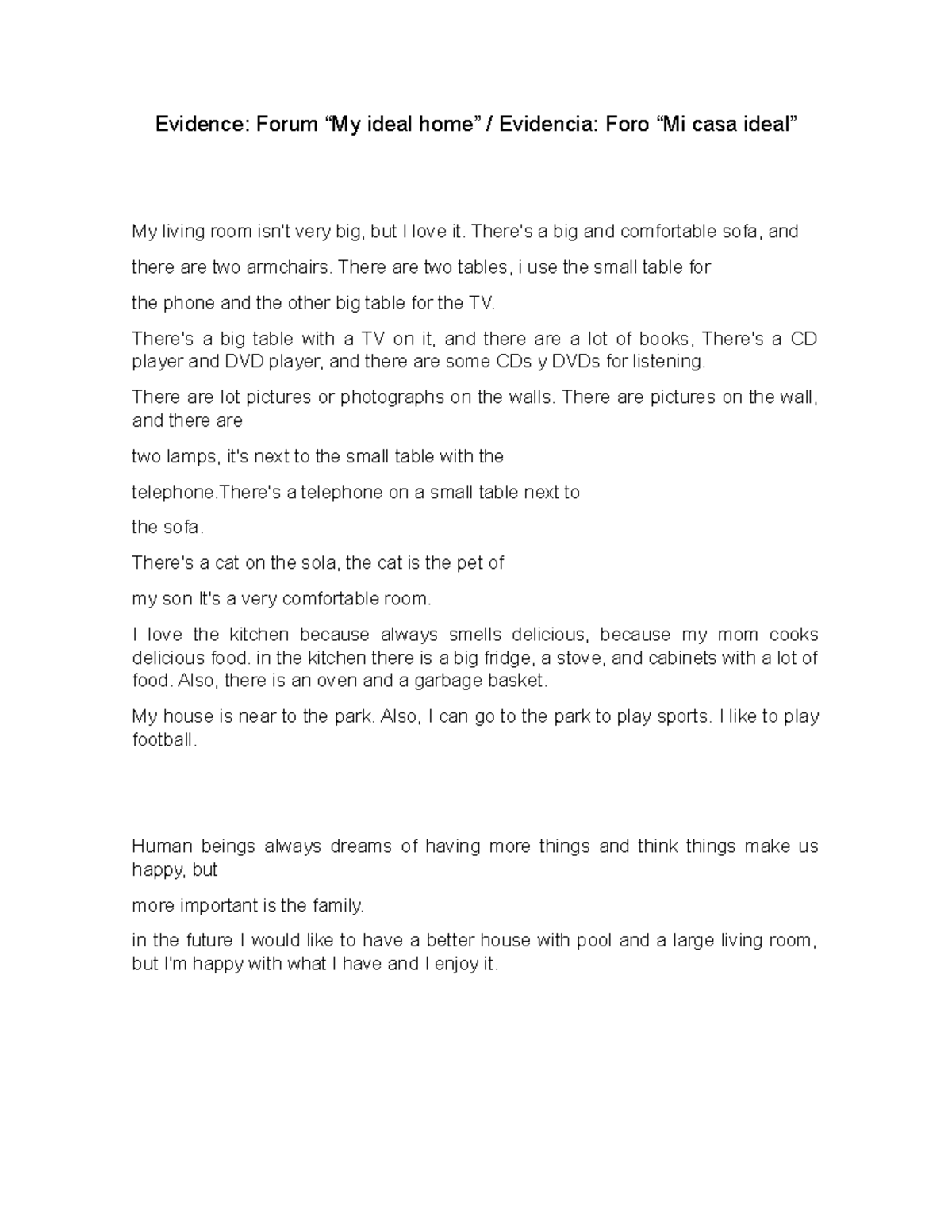 Evidence house - argsdf g - Evidence: Forum “My ideal home” / Evidencia ...