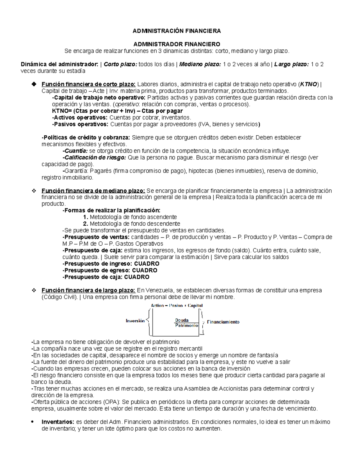 AdministracióN Financiera - I Parcial - ADMINISTRACIÓN FINANCIERA ...