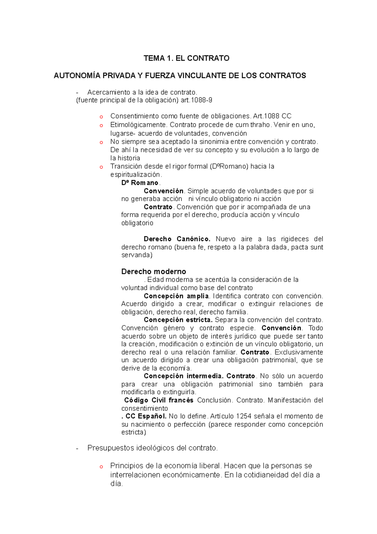 TEMA 1 EL Contrato - TEMA 1. EL CONTRATO AUTONOMÍA PRIVADA Y FUERZA ...