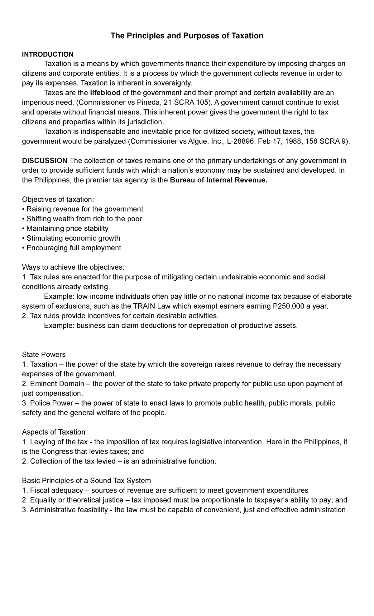 Accounting - N/A - The Principles and Purposes of Taxation INTRODUCTION ...