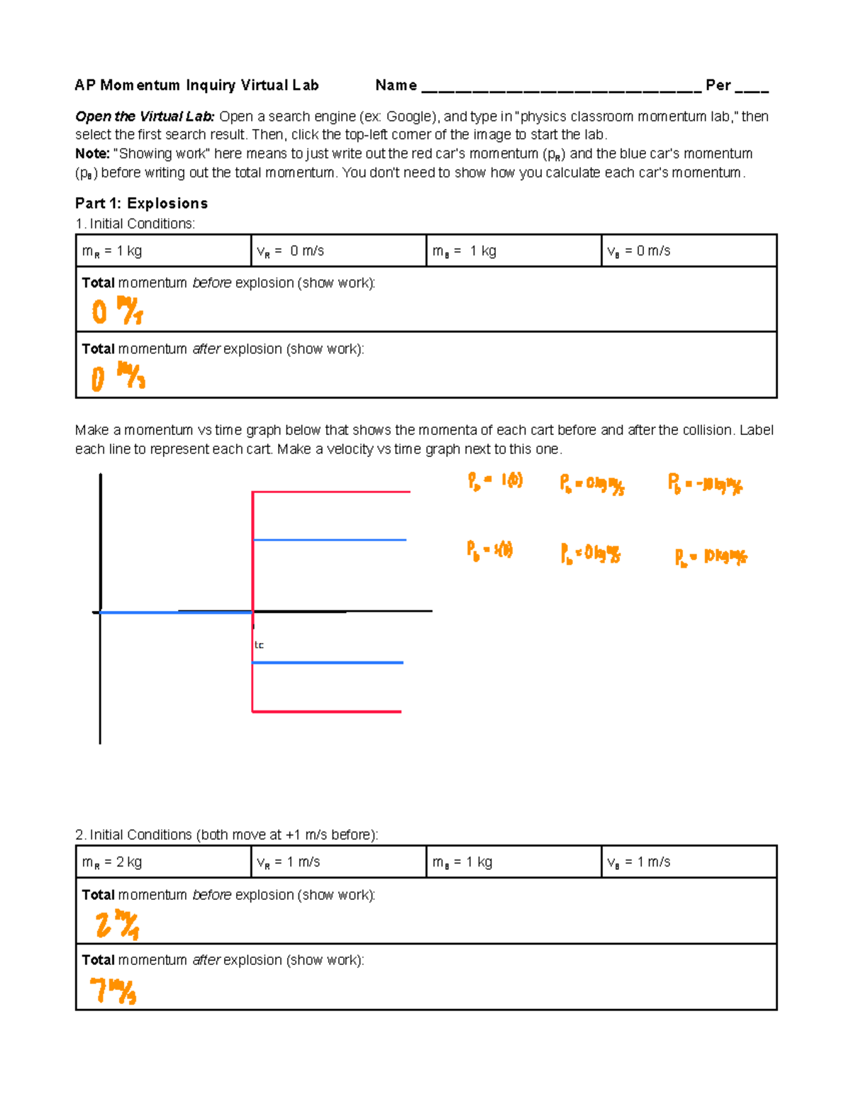 AP Physics Momentum Inquiry Virtual Lab Newton's 2nd Law of Motion