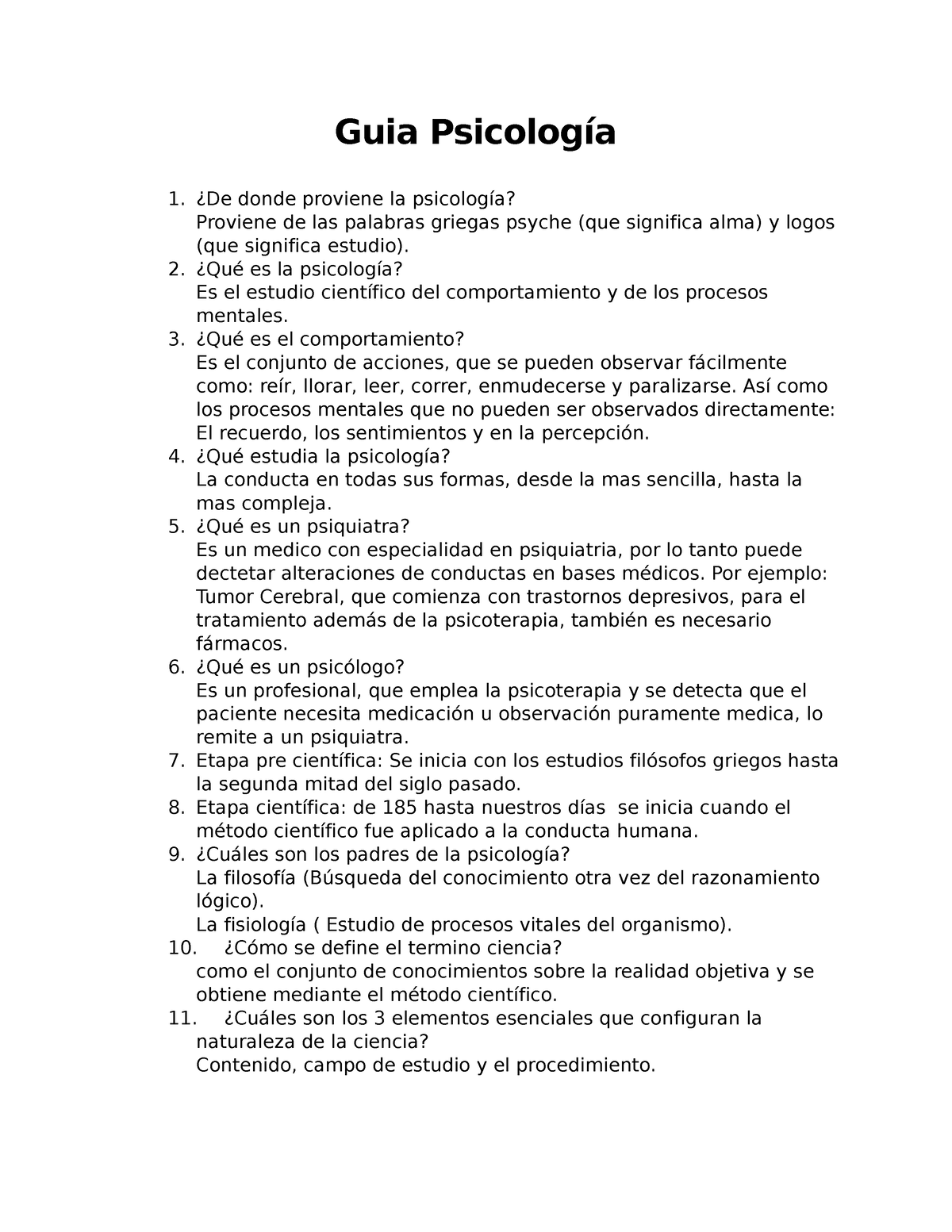 Psicologia Guia Guia Psicología 1 ¿de Donde Proviene La Psicología Proviene De Las Palabras 8872