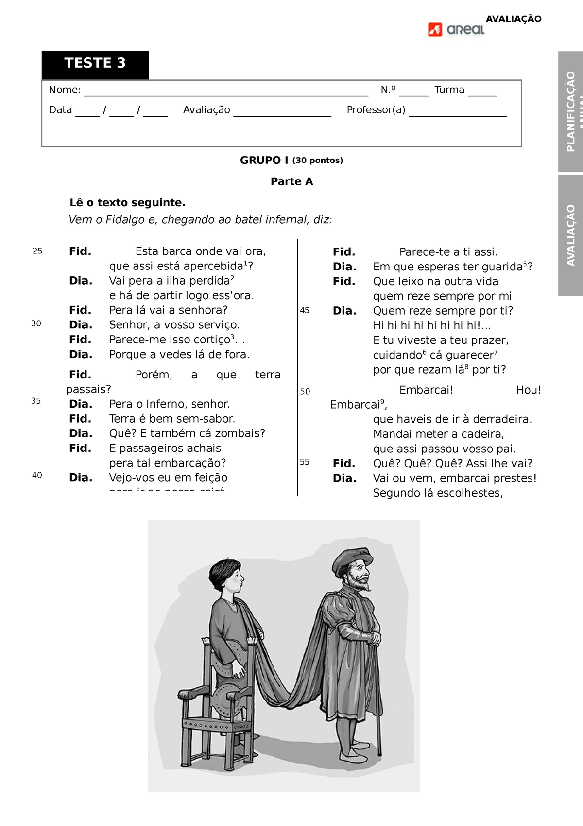 Teste Portugu S Auto Da Barca Do Inferno Planifica O Anual Avalia O Avalia O Grupo I