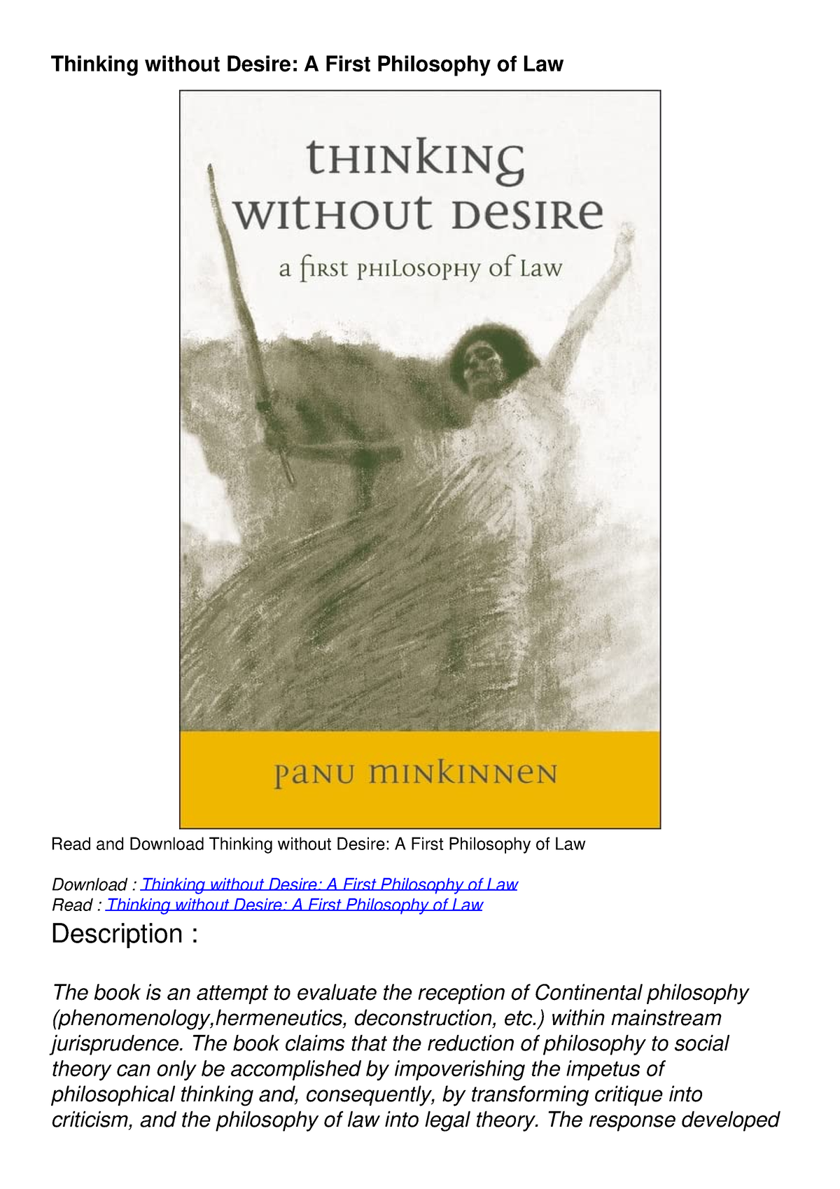 Download Book [PDF] Thinking without Desire: A First Philosophy of Law ...