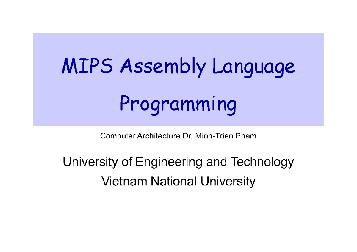 Part07 - Lý thuyết - MIPS Assembly Language Programming Computer ...