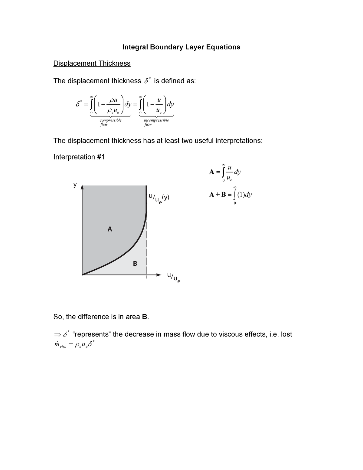 Integral Boundary Layer Equations - Displacement Thickness The ...