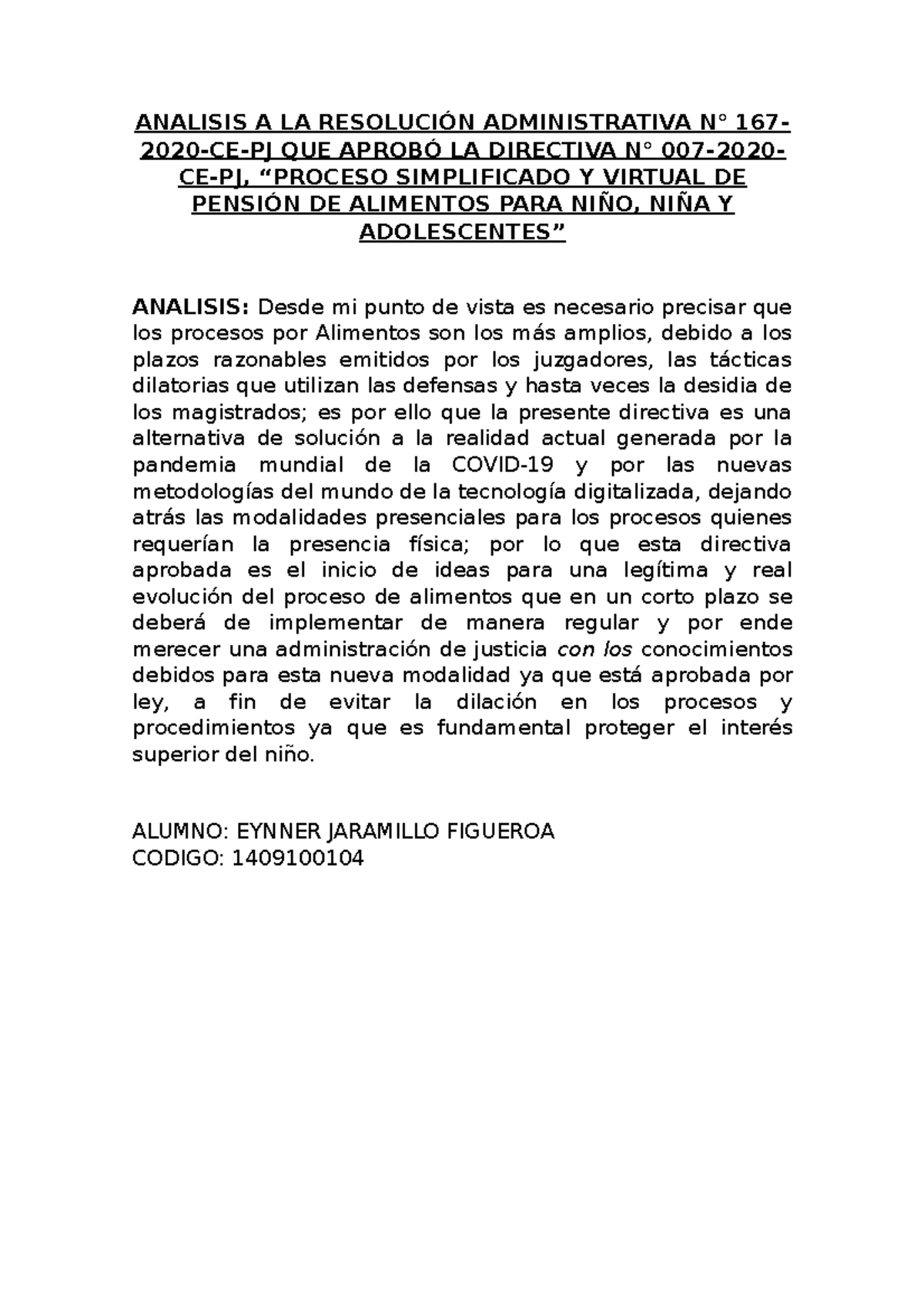 Analisis A La Resolución Administrativa Analisis A La Resolución Analisis A La Resolución Administrativa Analisis A La Resolución