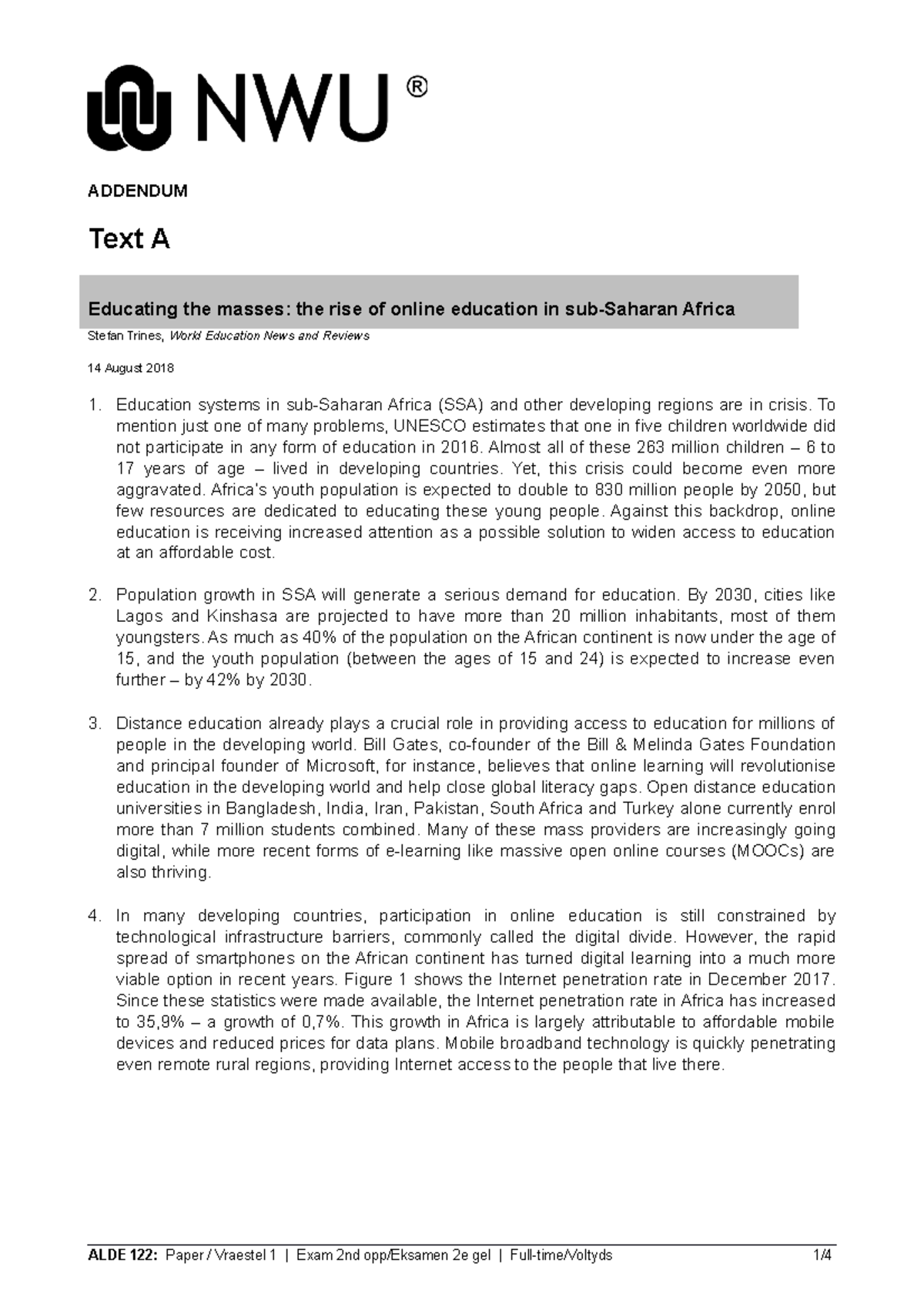 Exam Paper ALDE 122 2023 Addendum 2 - ADDENDUM Text A Stefan Trines ...