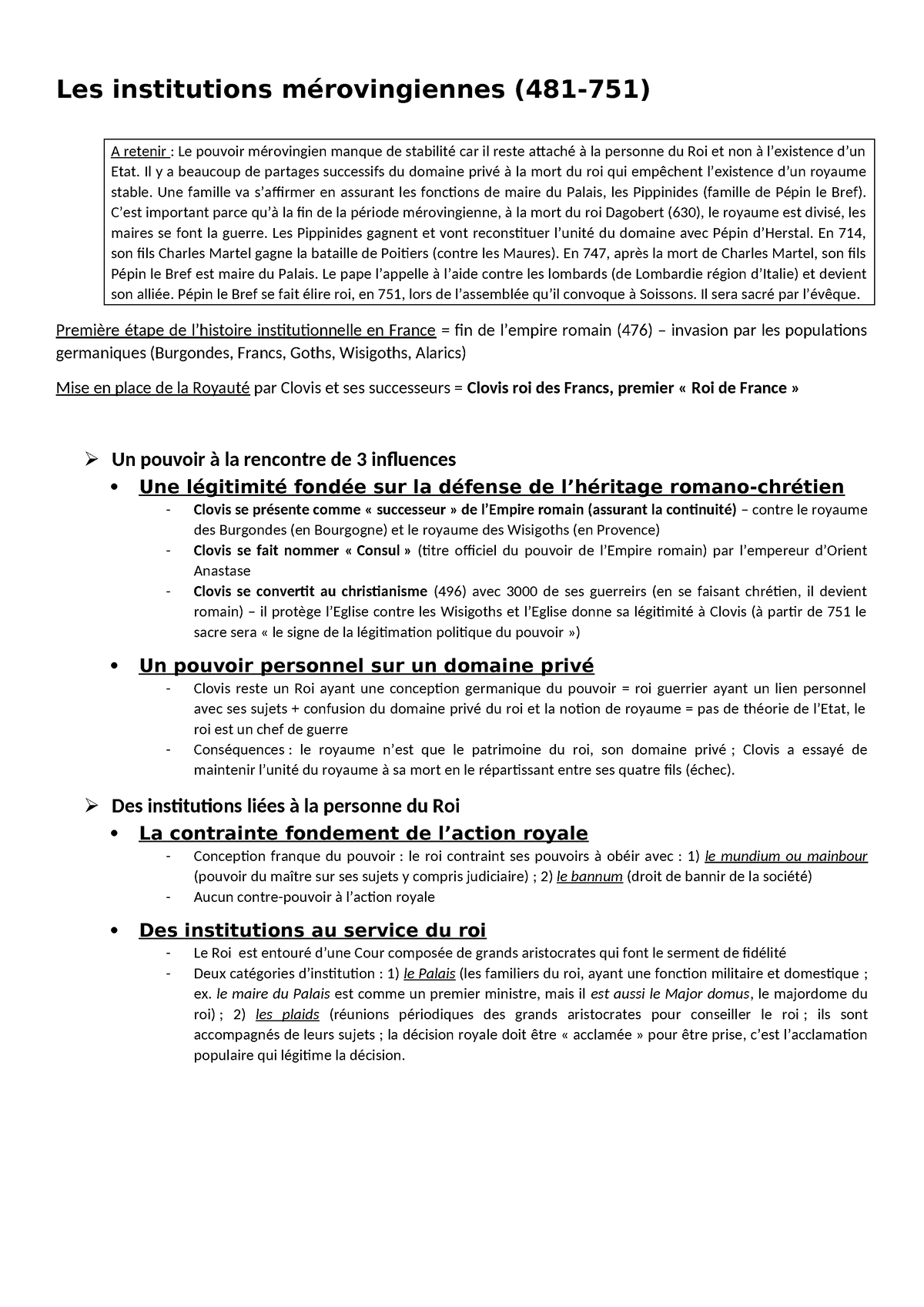 Fiches Histoire de la construction de l'Etat - Les institutions ...