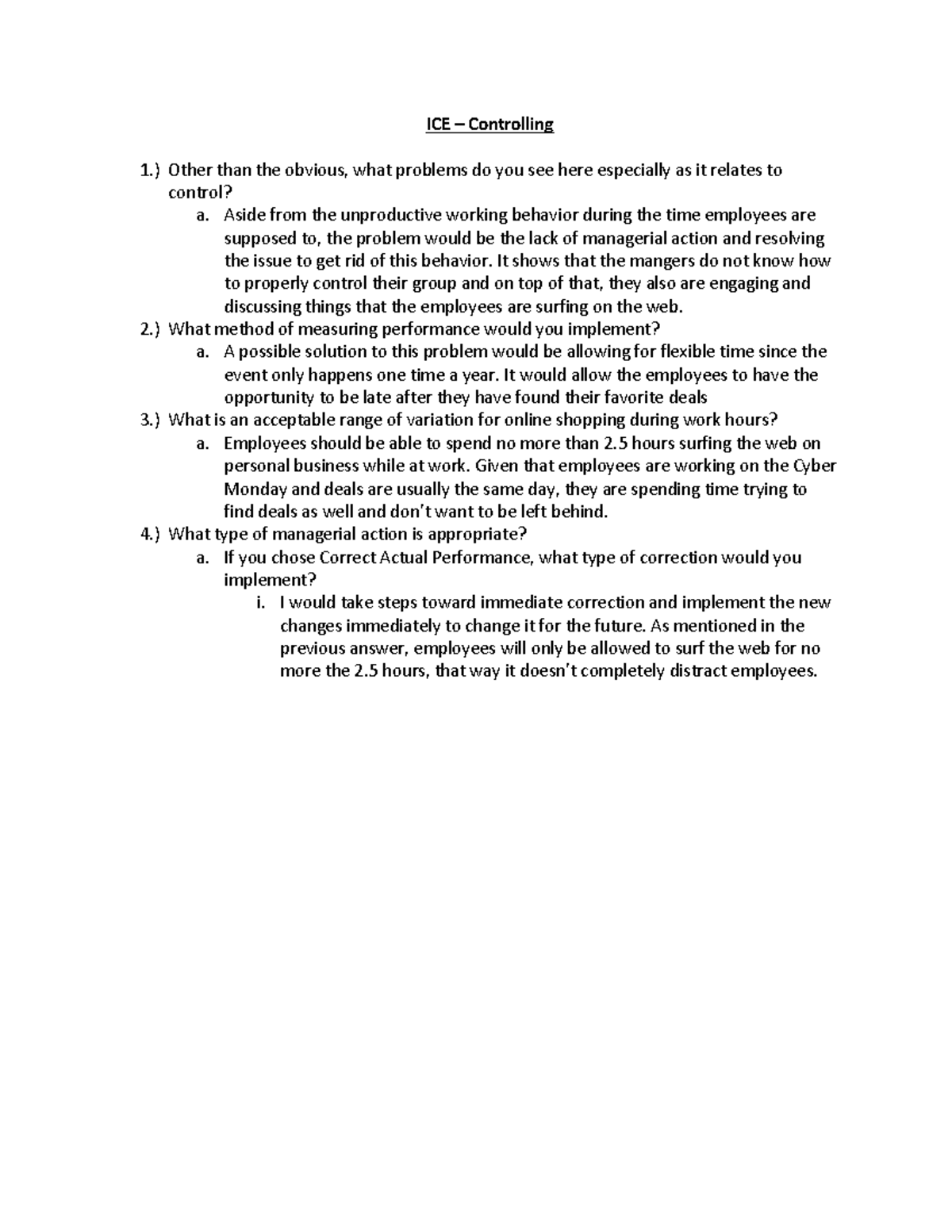 ICE - Controlling - in class exercise about leadership - ICE ...
