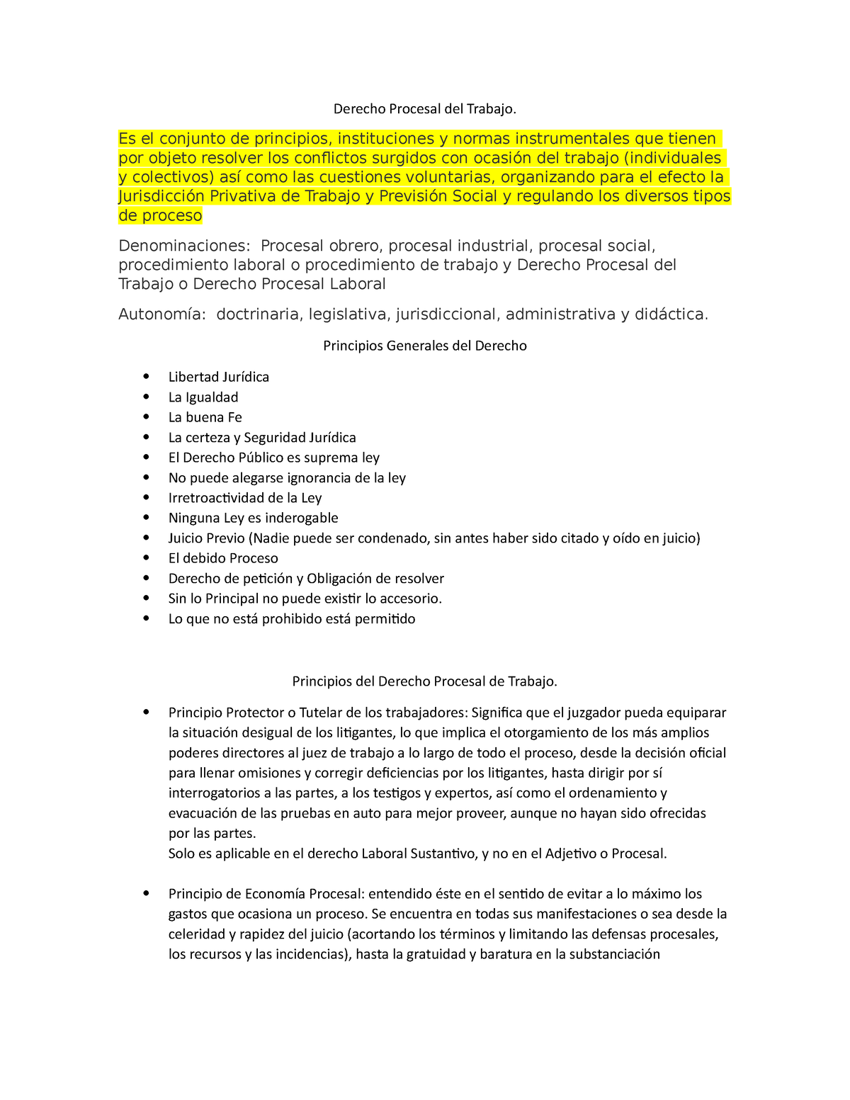 Derecho Procesal Del Trabajo - Es El Conjunto De Principios ...