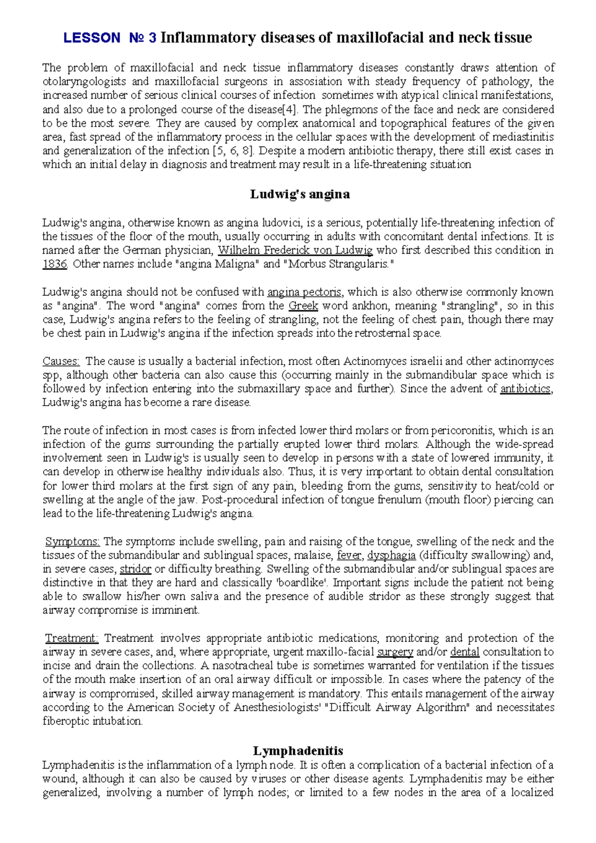 Stomatology l3 - Lecture notes on ORAL AND MAXILLOFACIAL ABSCESSES AND ...