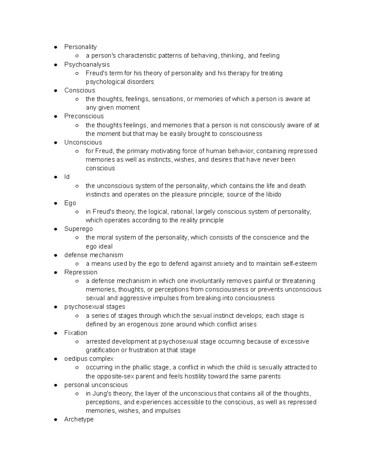 Psychology Chapter 13 - Personality a person's characteristic patterns ...