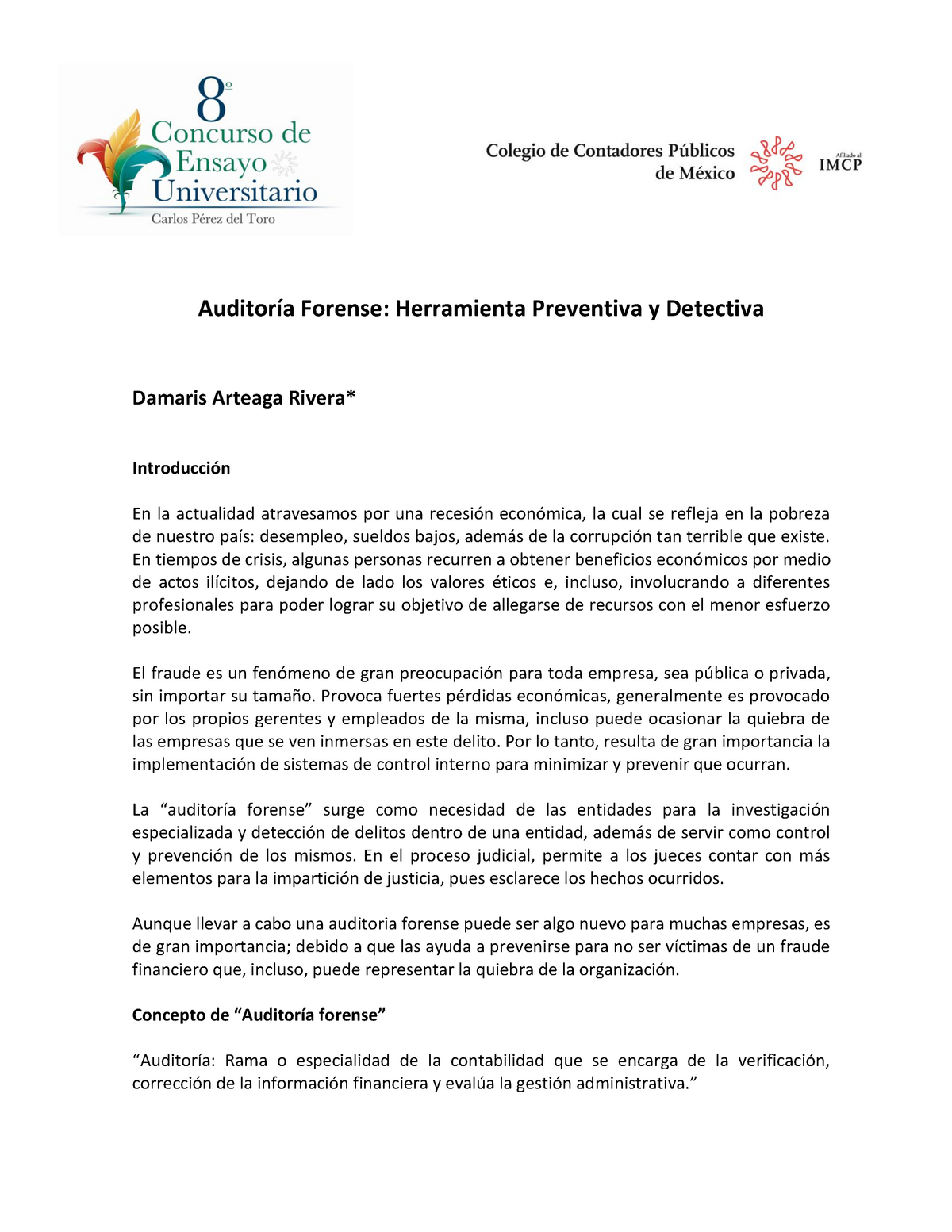 Auditoria Forense Caso Práctico Auditoría Forense Herramienta Preventiva Y Detectiva Damaris