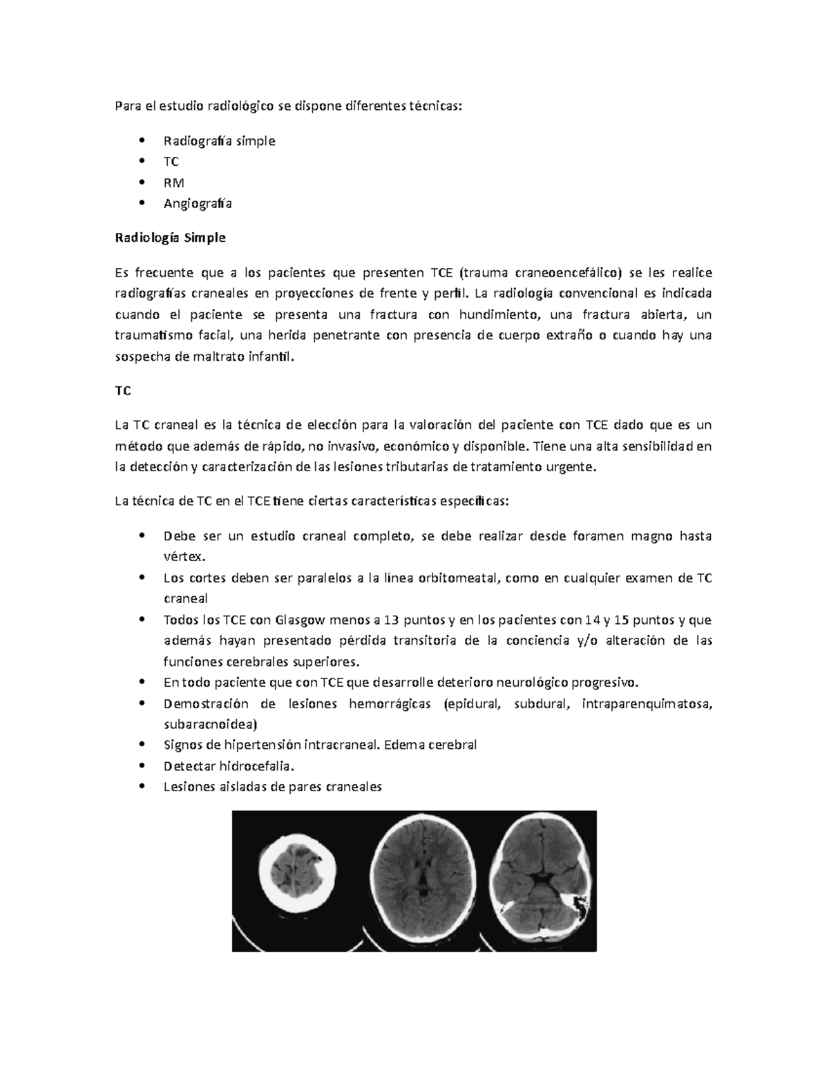 Hallazgos Radiologicos - Para El Estudio Radiológico Se Dispone ...