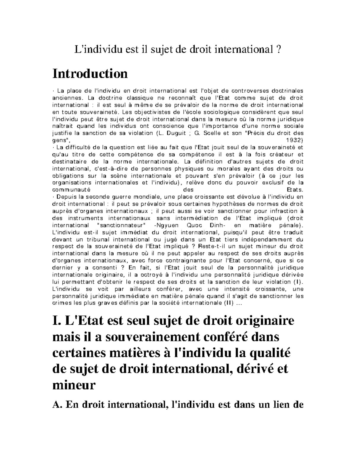 l'individu en droit international public dissertation