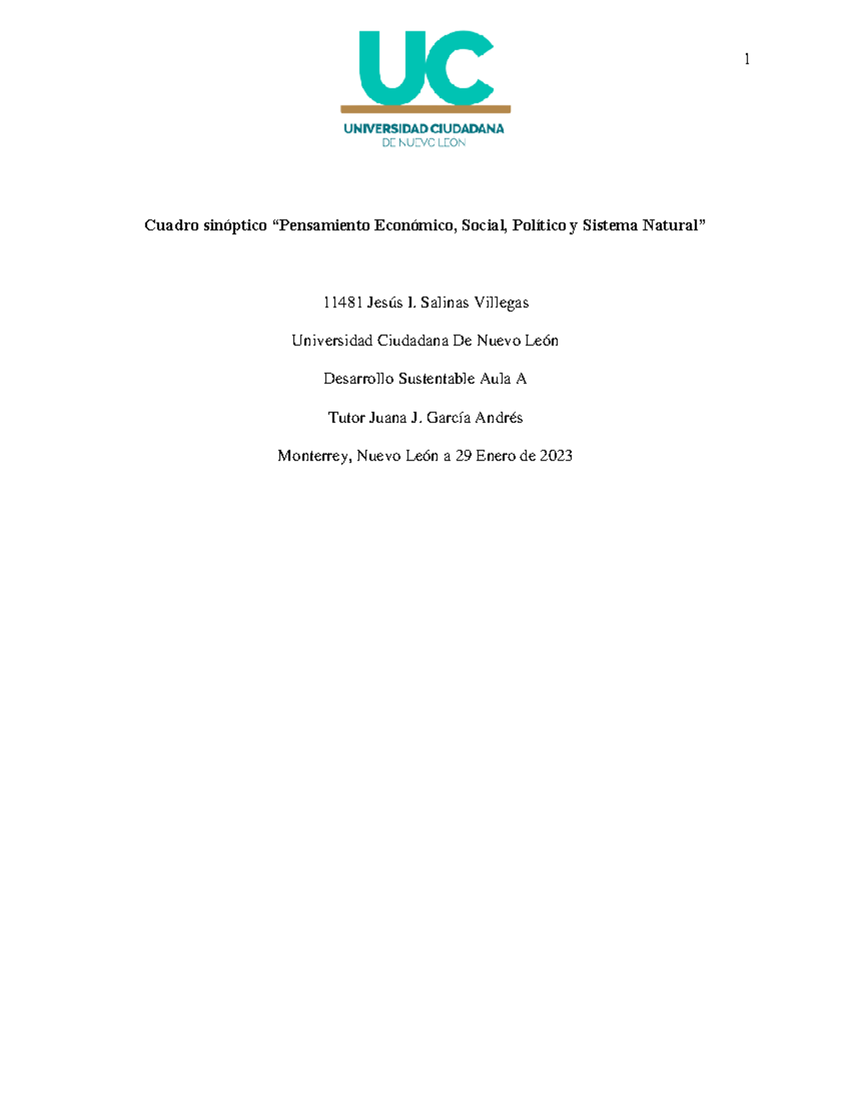 Cuadro Sin ptico Pensamiento Econ mico Social Pol tico Y Sistema