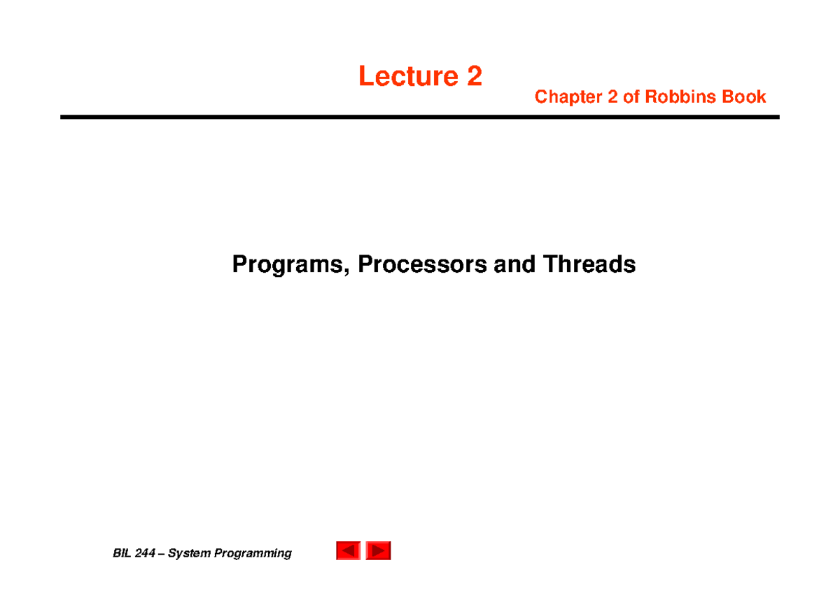 Lecture 02programsprocessorstreads - Lecture 2 Chapter 2 of Robbins ...