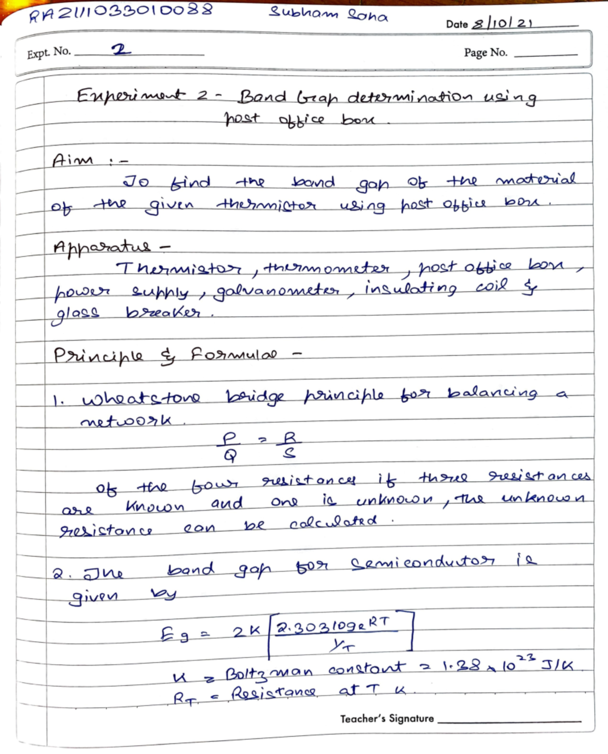 Physics assign 2 Band gap determination using post office box. K°fl