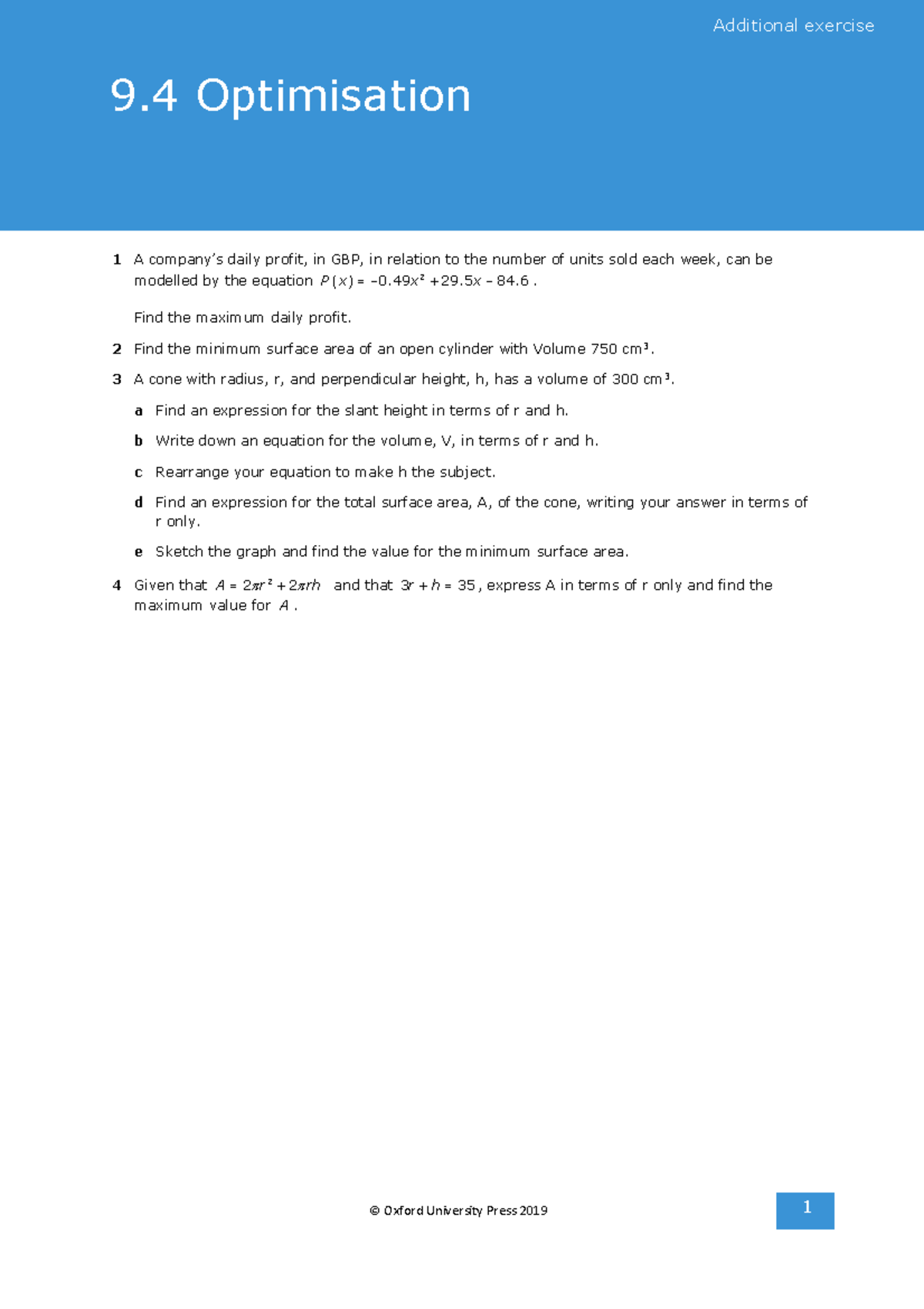9 - math review - © Oxford University Press 201 9 1 9 Optimisation ...