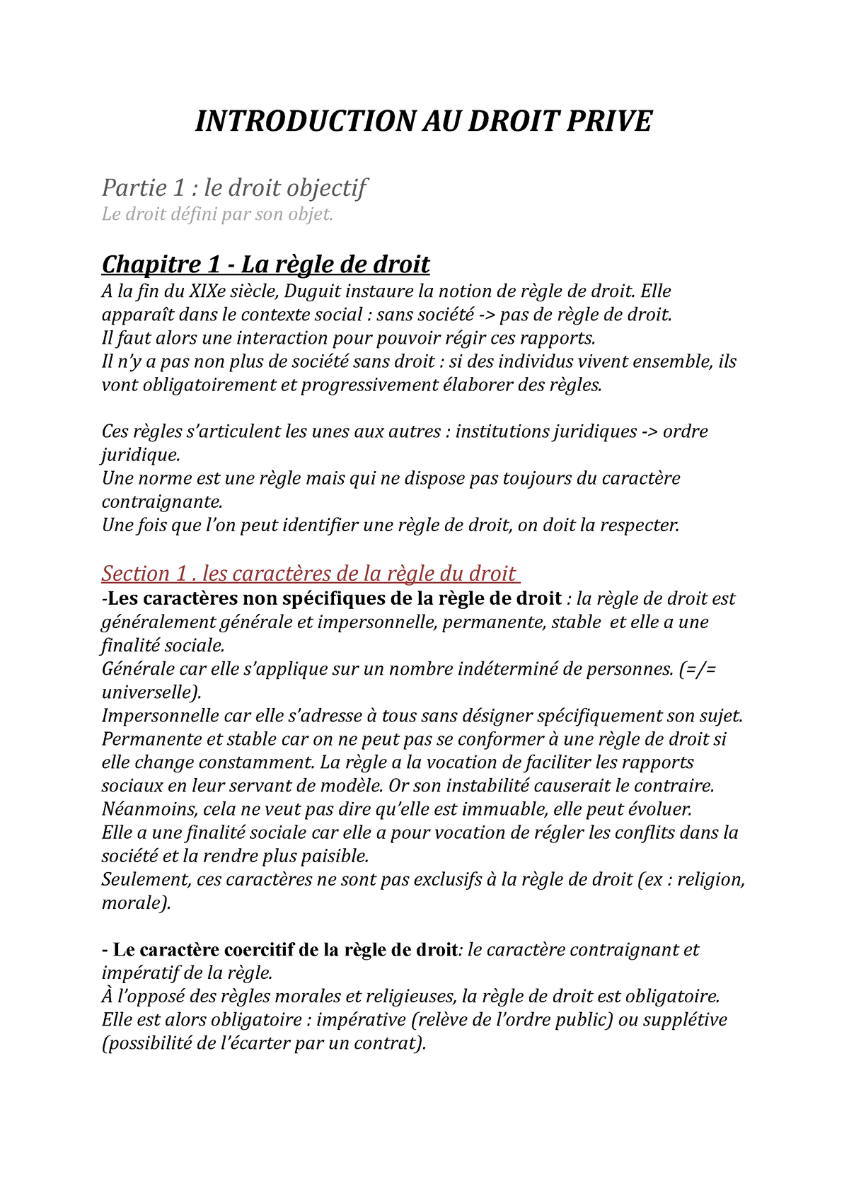 Introduction Au Droit Prive Introduction Au Droit Prive Partie 1 Le Droit Objectif Le Droit 