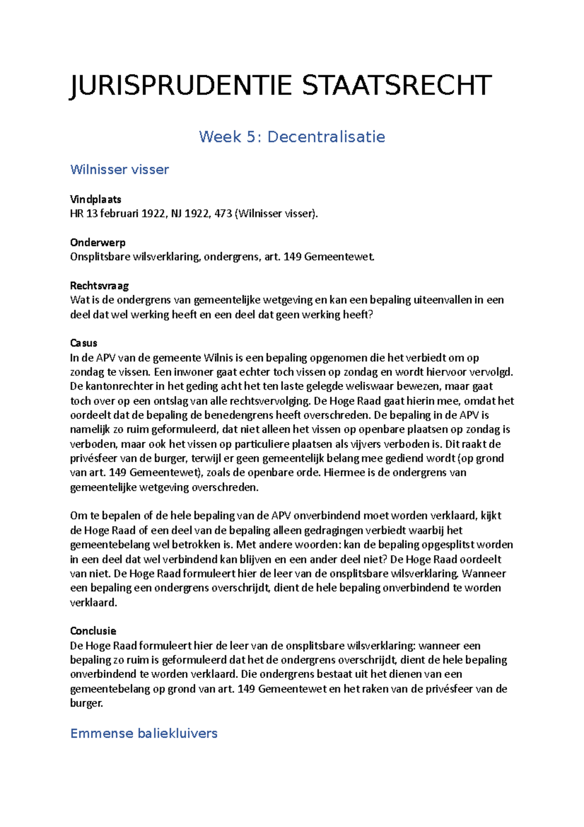 Jurisprudentie Staatsrecht - JURISPRUDENTIE STAATSRECHT Week 5 ...