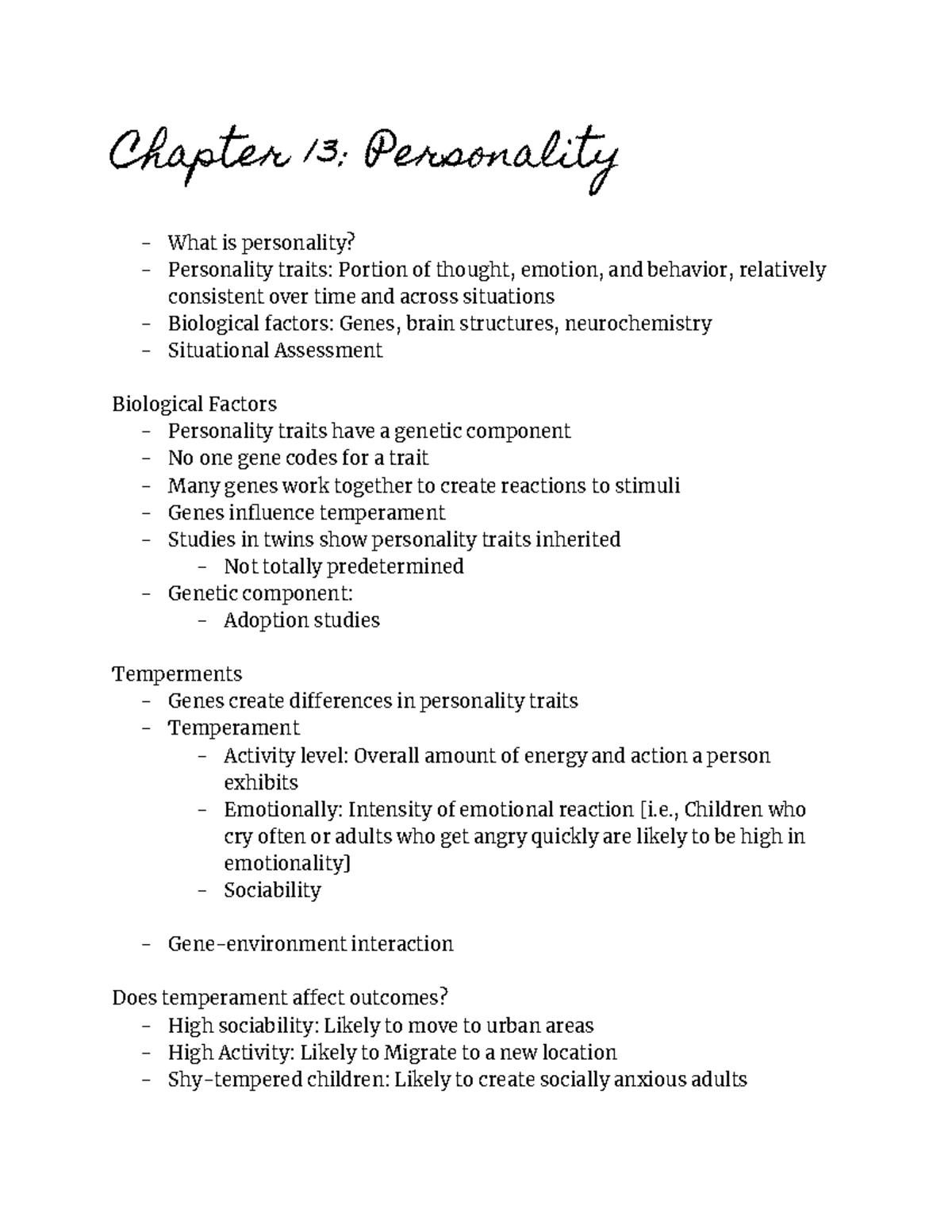 Chapter 13 Personality - Psychology - Chapter 13: Personality What Is ...