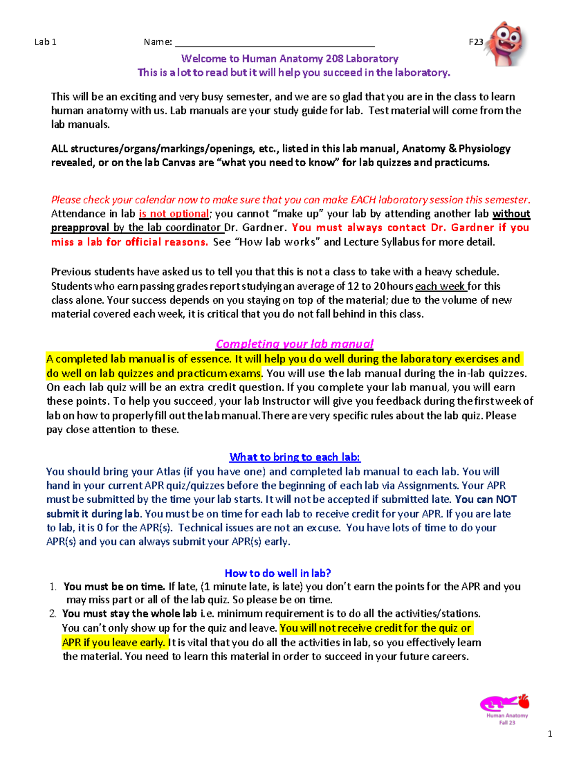 Lab+manual+1+Appendicular+F23 - Welcome to Human Anatomy 208 Laboratory ...
