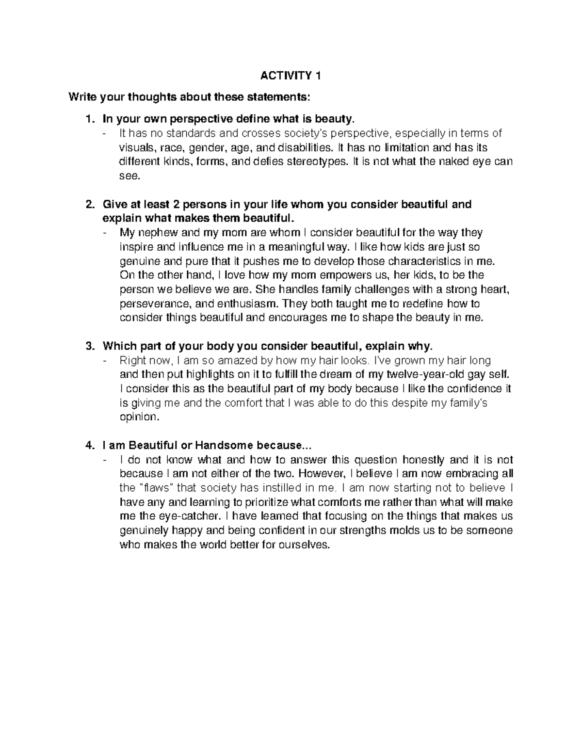 UTS Activity - practice materials - ACTIVITY 1 Write your thoughts ...