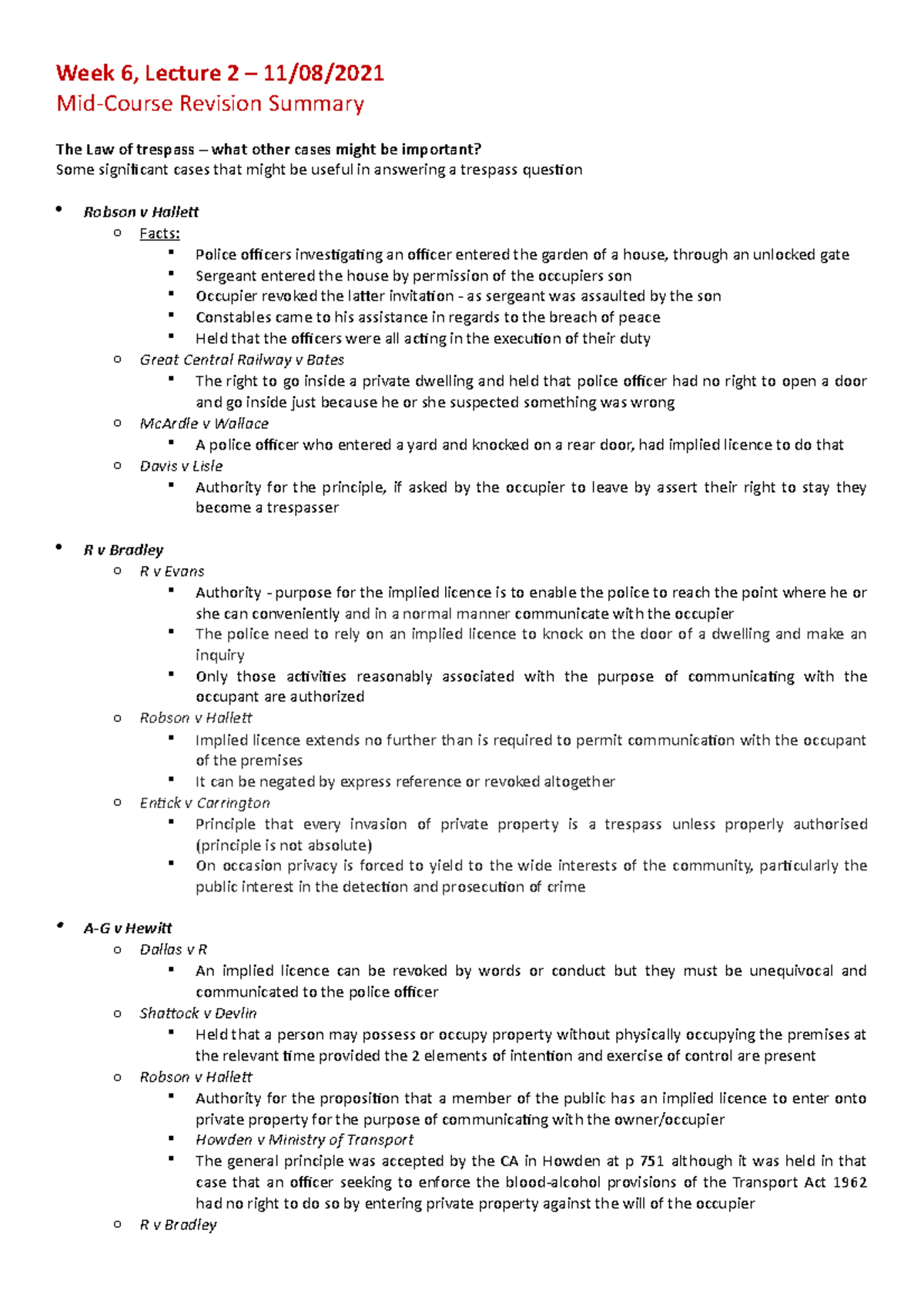 Laws122 Week 6 Lecture 2 Mid Course Revision Summary Week 6 Lecture 2 1108 Mid Course 0550