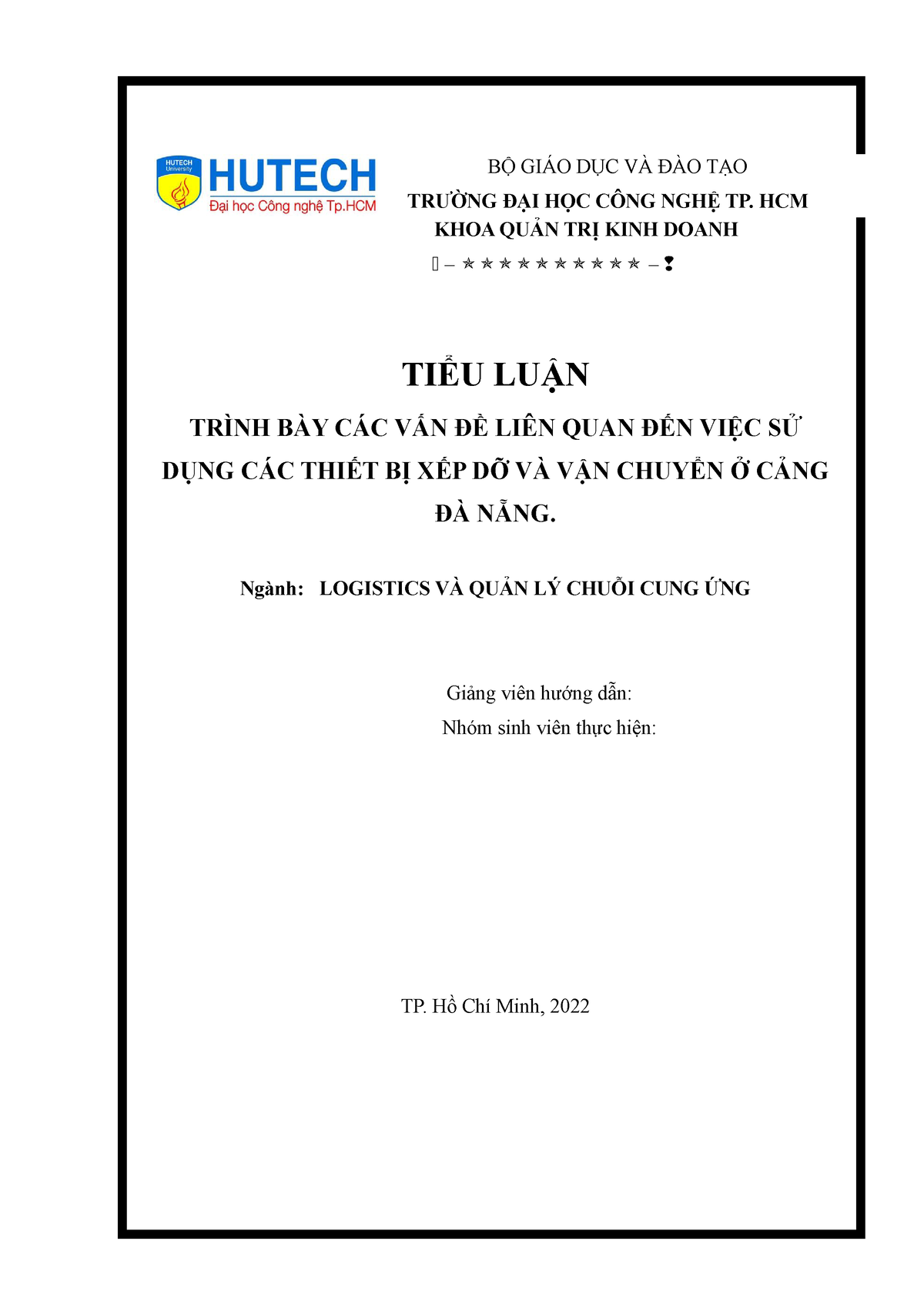 Thứ2 - logistics - BỘ GIÁO DỤC VÀ ĐÀO TẠO TRƯỜNG ĐẠI HỌC CÔNG NGHỆ TP ...