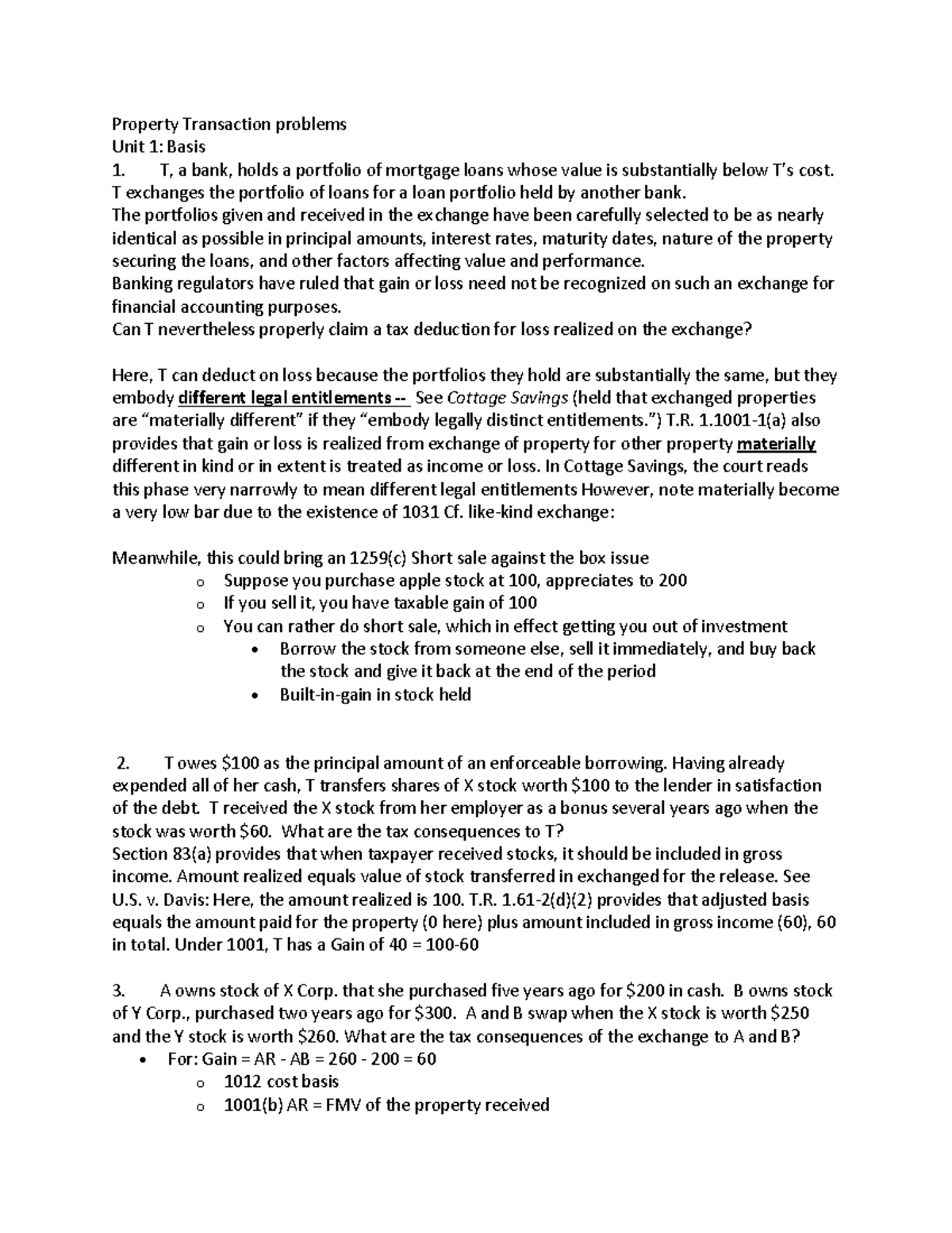 Property Transaction Tax Nam - Property Transaction problems Unit 1 ...