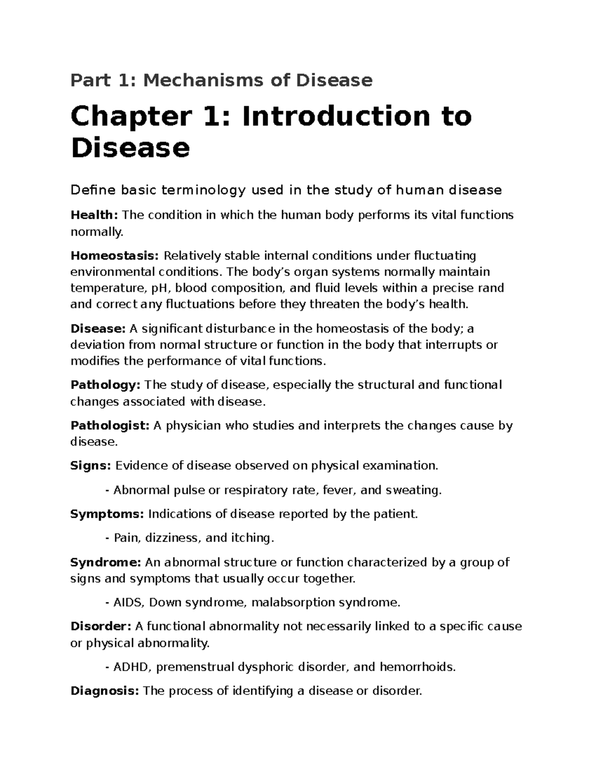 chapter-1-notes-part-1-mechanisms-of-disease-chapter-1-introduction